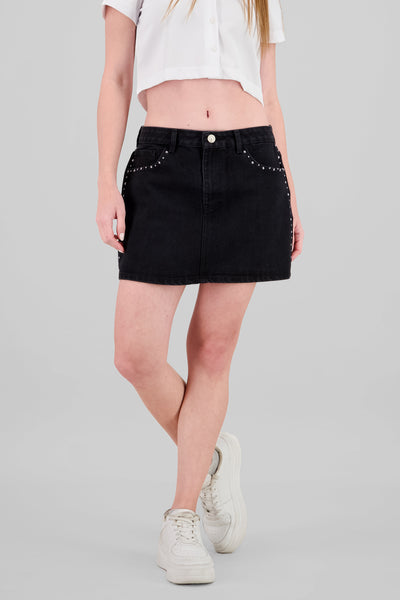 Studded Mini Skirt BLACK