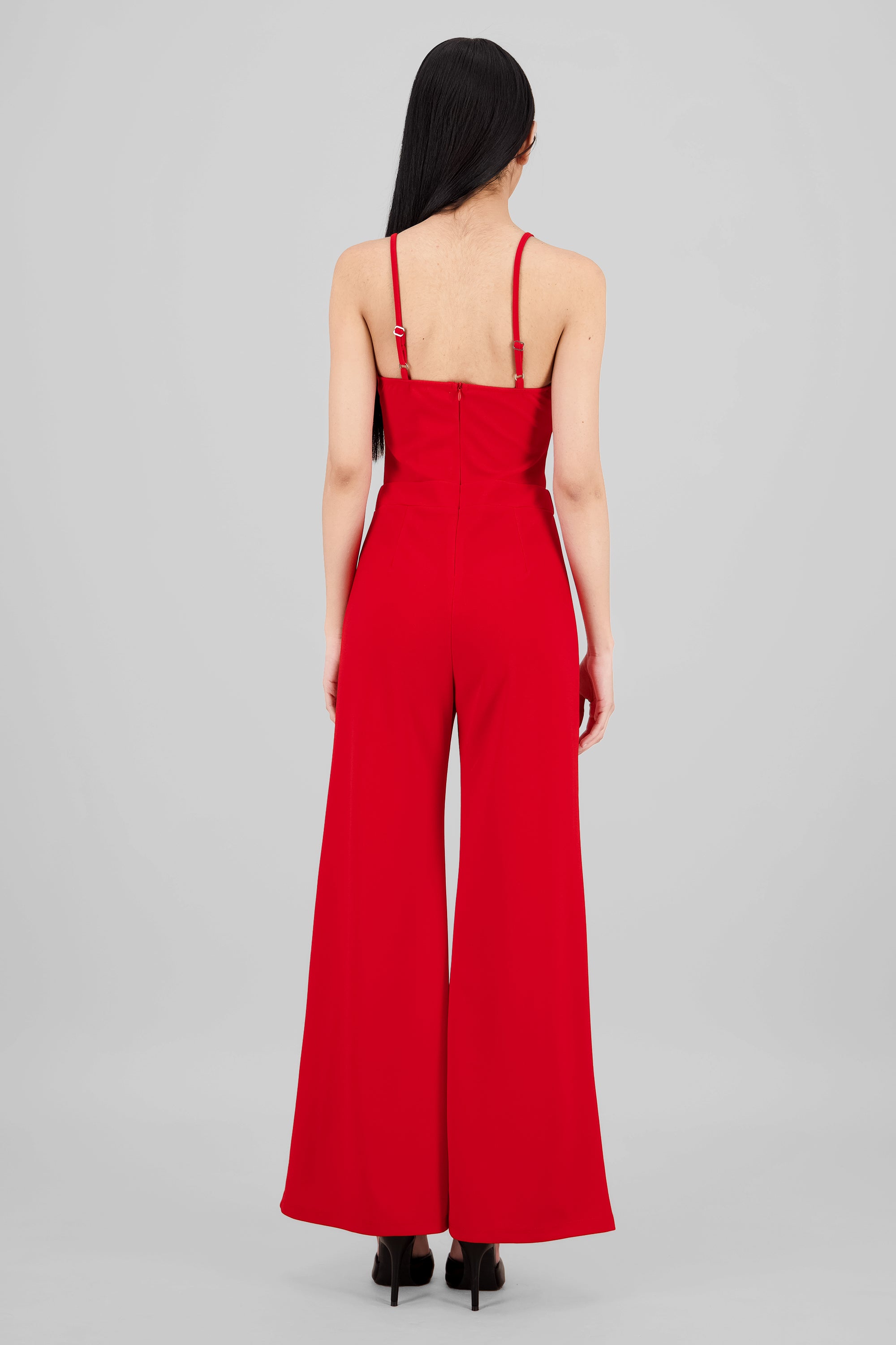 Strappy Jumpsuit with Cut-Out Detail RED