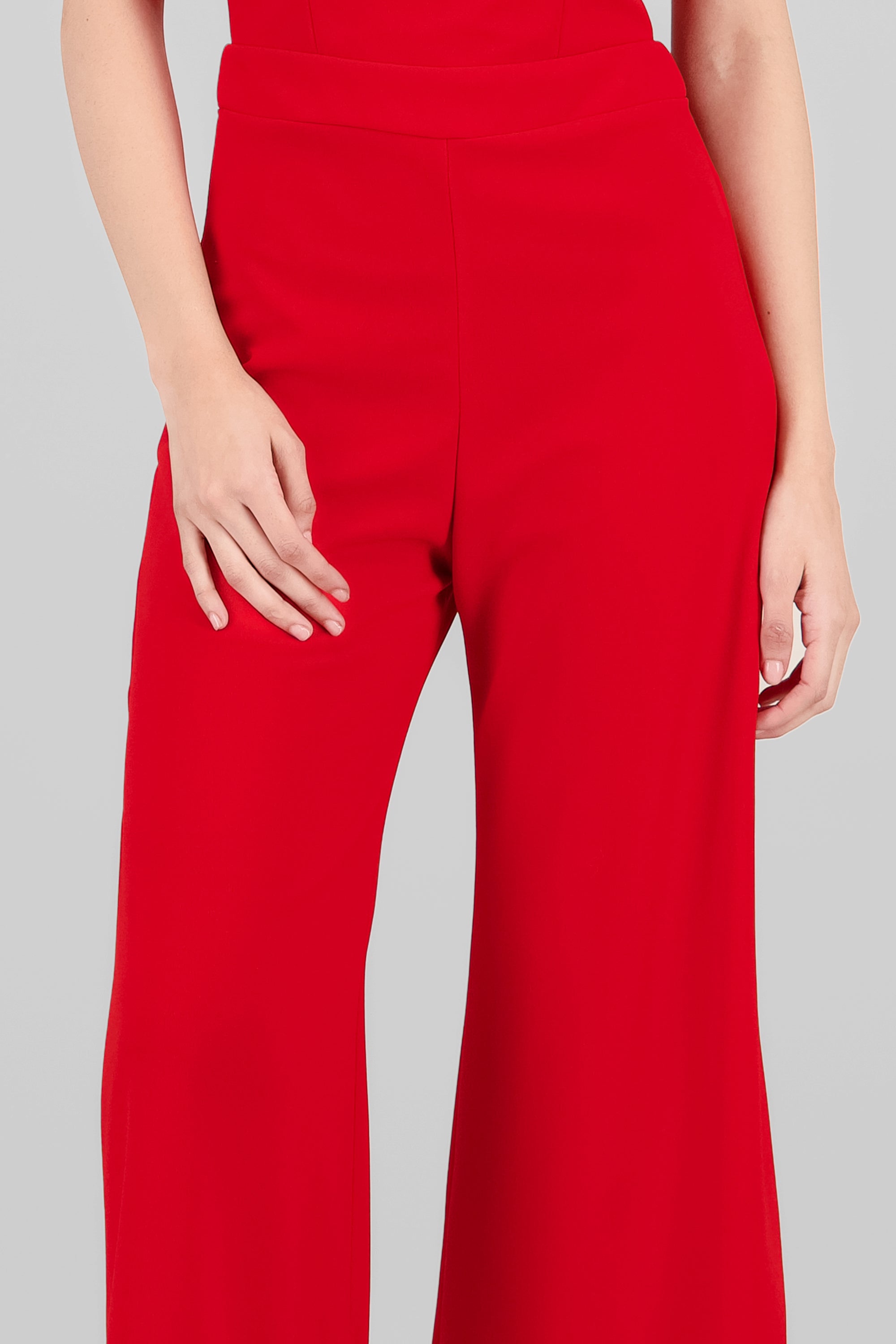 Strappy Jumpsuit with Cut-Out Detail RED