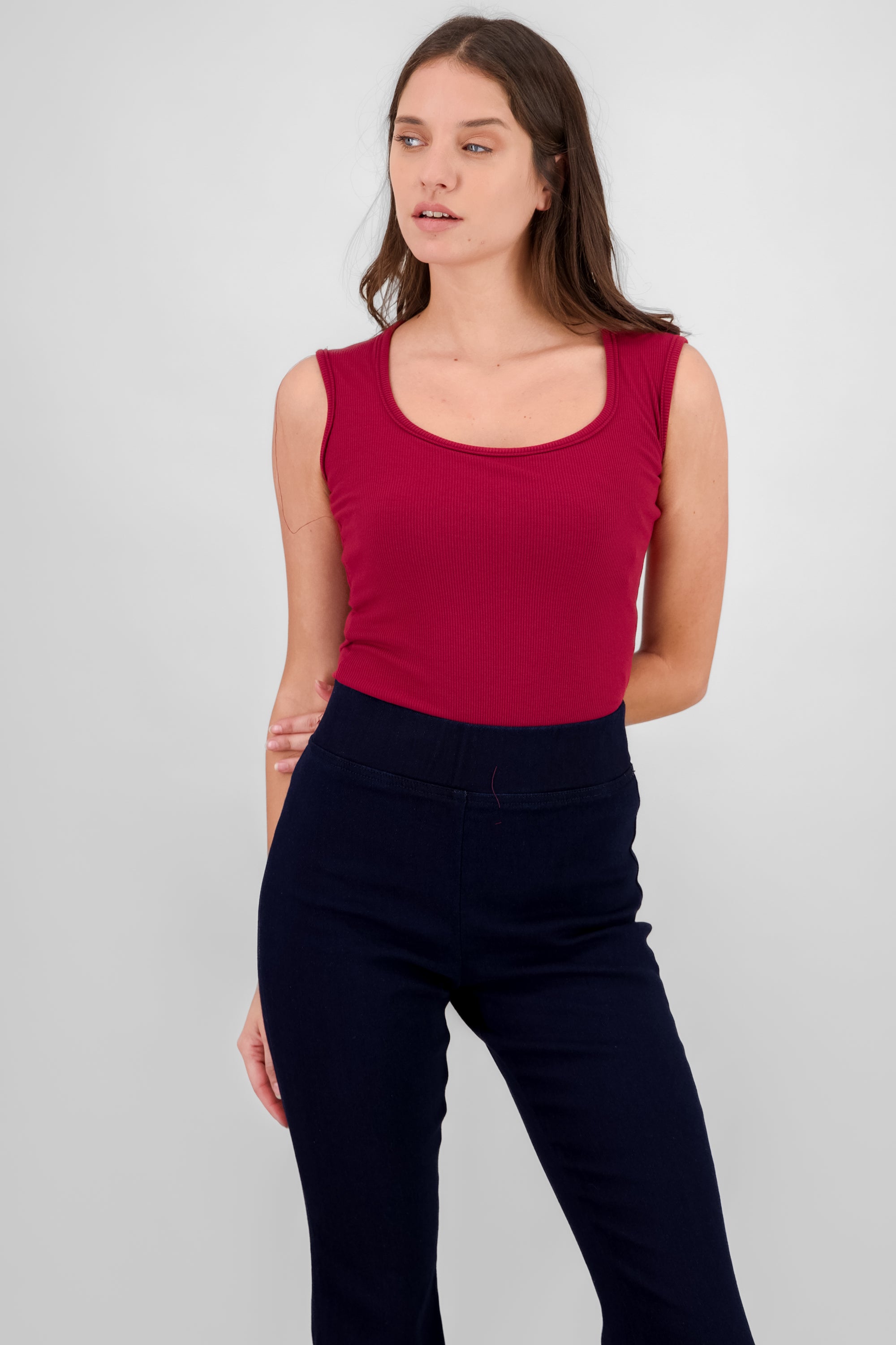 Sleeveless Square Neck Bodysuit BURNT RED