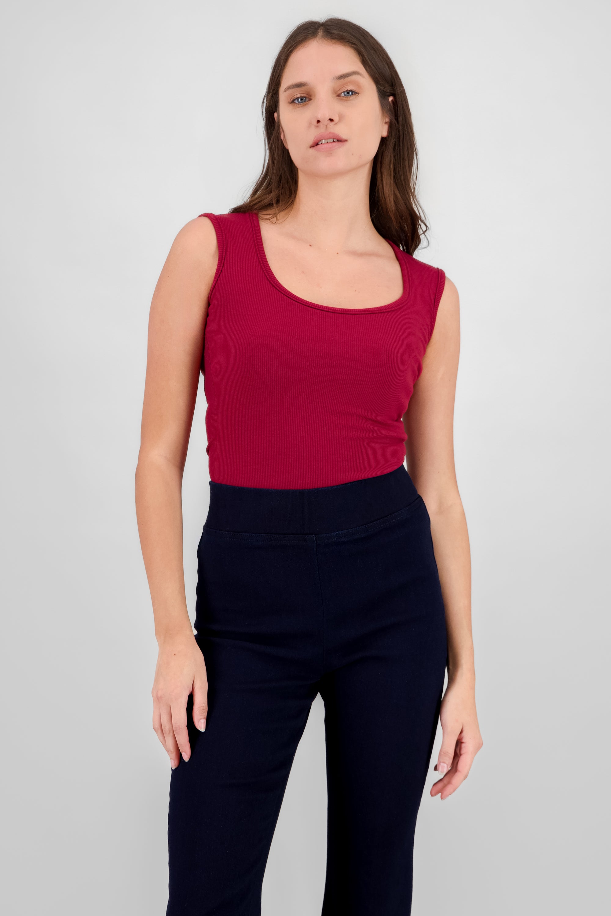 Sleeveless Square Neck Bodysuit BURNT RED