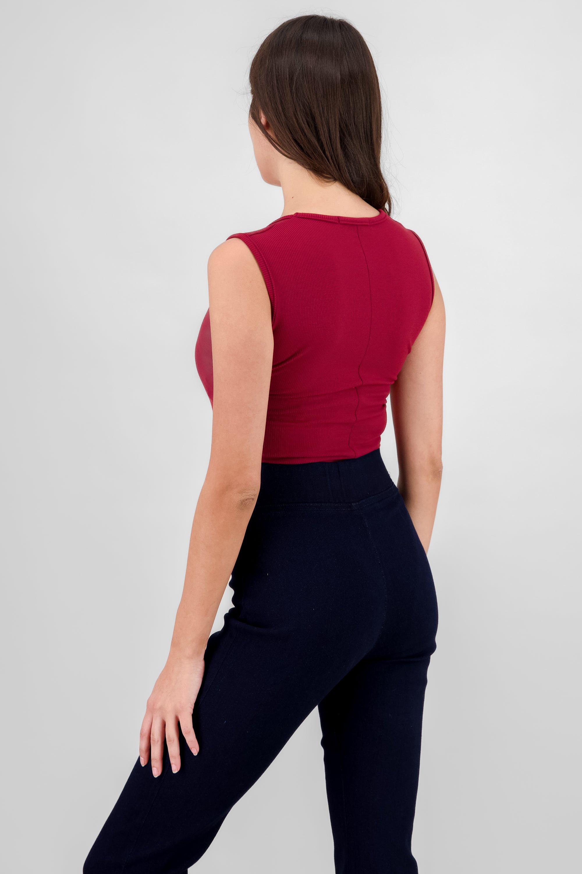 Sleeveless Square Neck Bodysuit BURNT RED