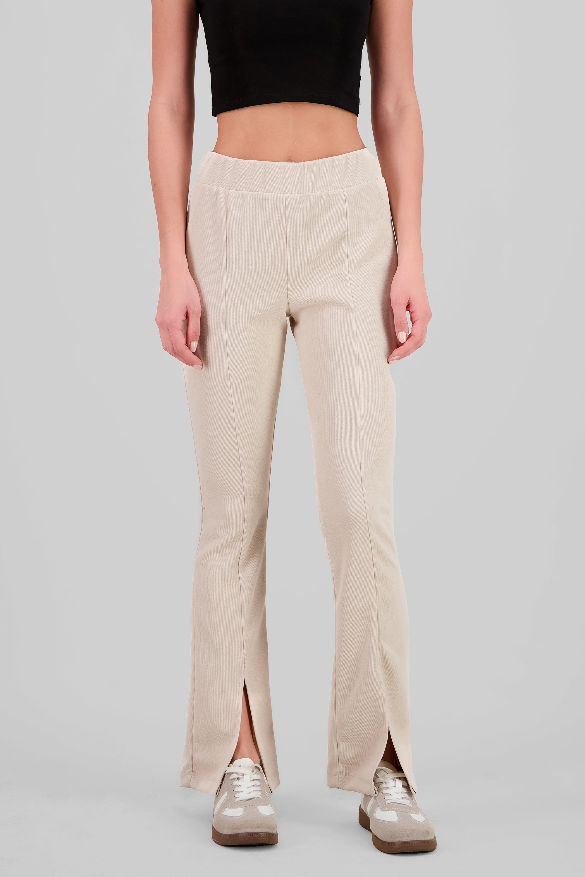 Slit Detail Flare Pants SAND