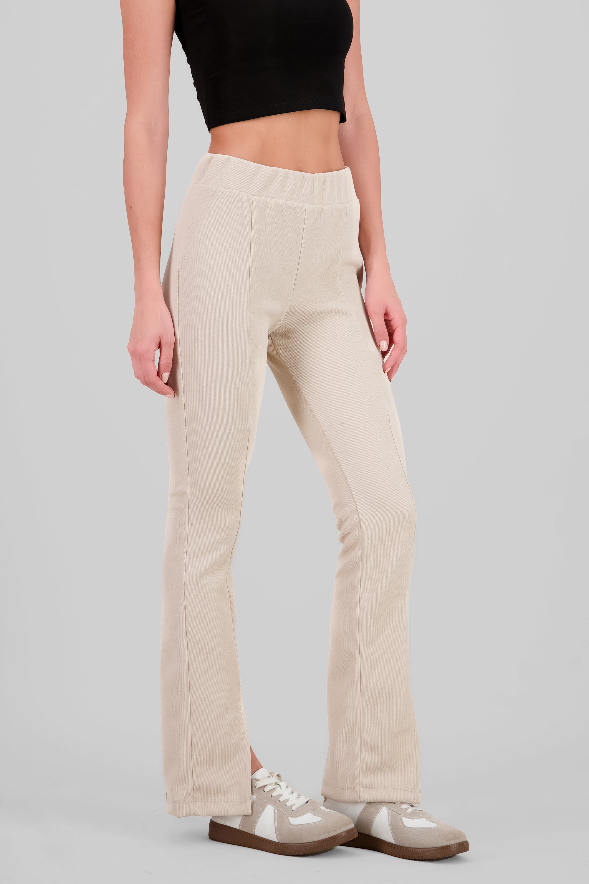 Slit Detail Flare Pants SAND