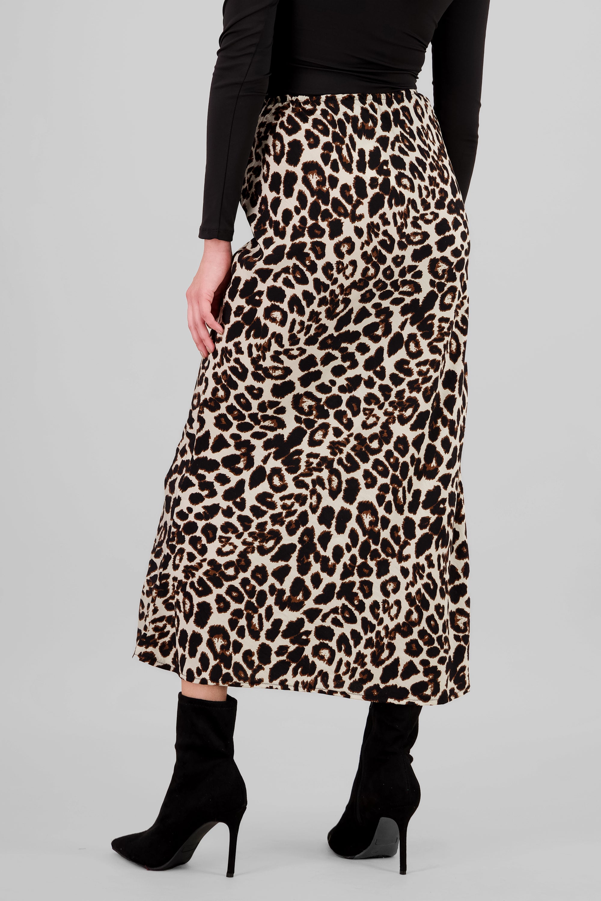 Animal Print Maxi Skirt KHAKI COMBO