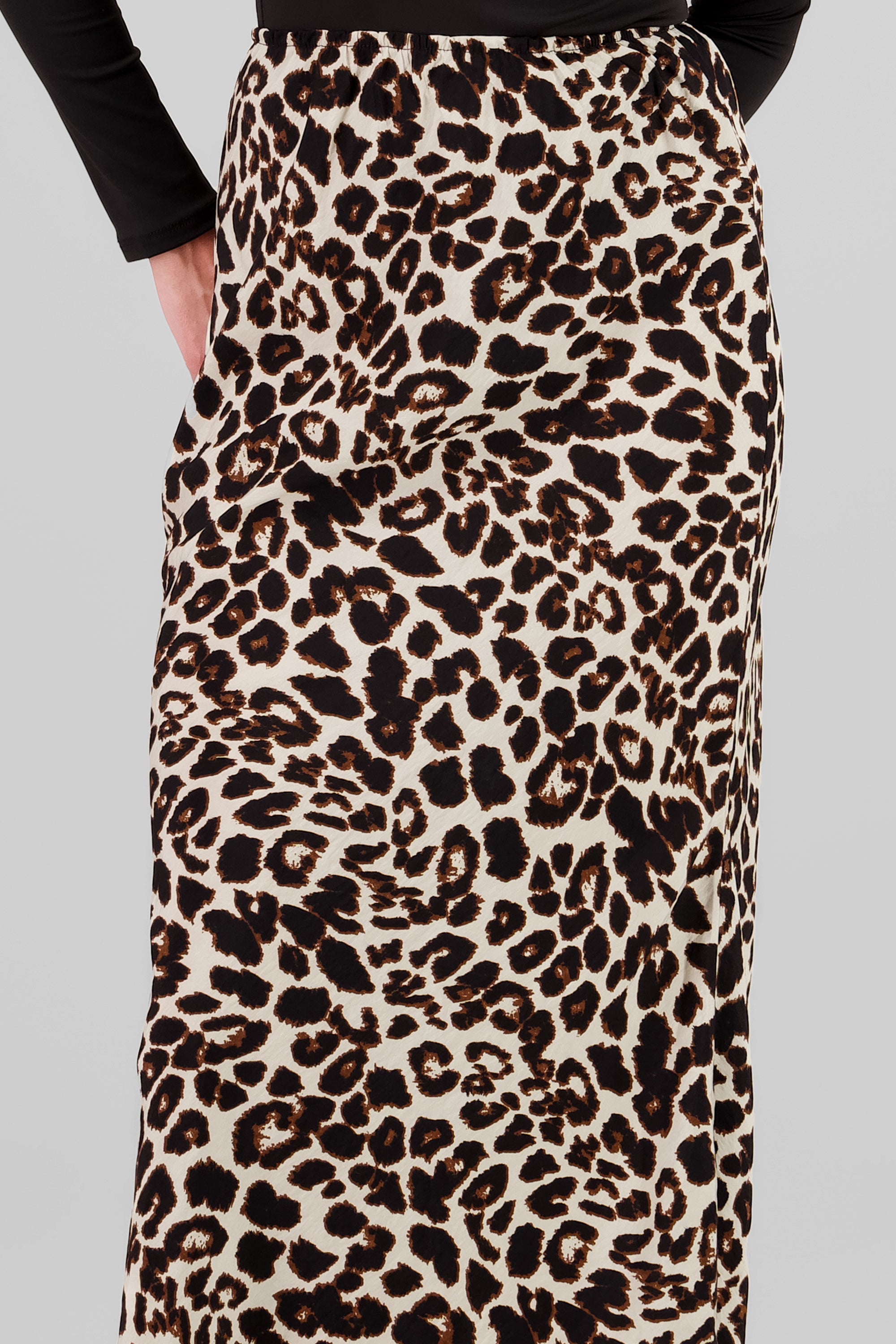 Animal Print Maxi Skirt KHAKI COMBO