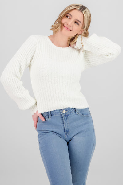 Solid Texture Sweater WHITE