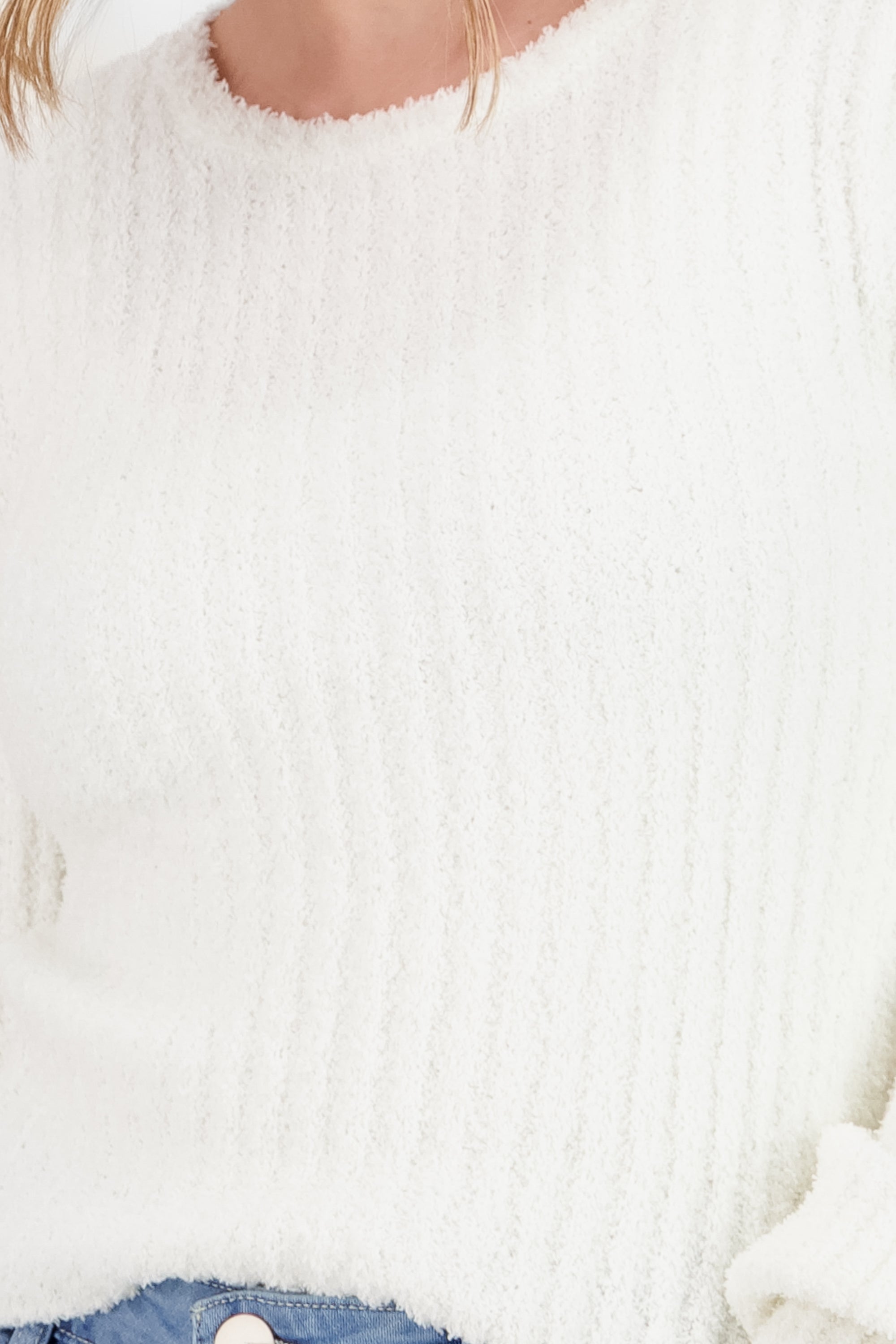 Solid Texture Sweater WHITE