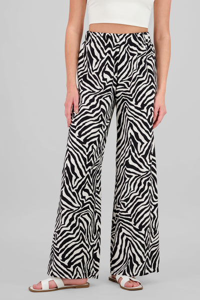 Tropical Print Wide Leg Pants BLACK COMBO