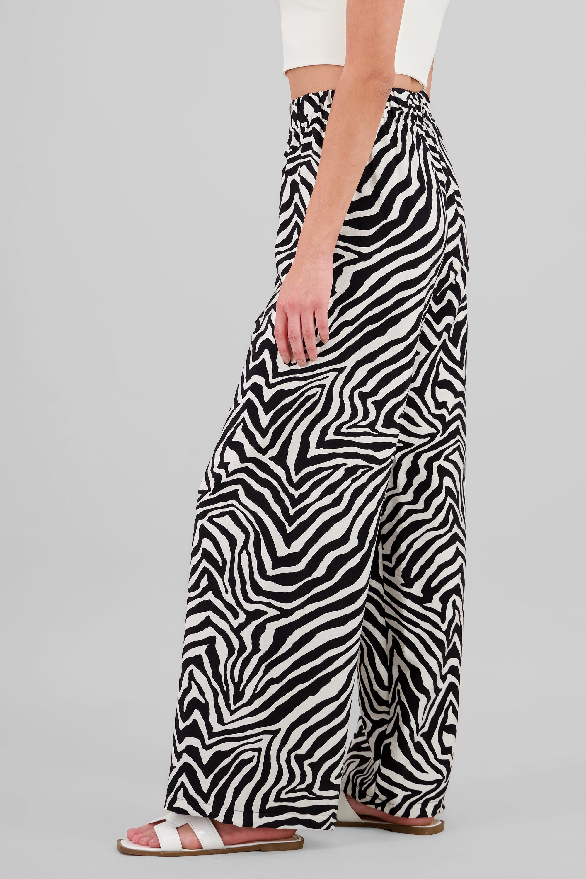 Tropical Print Wide Leg Pants BLACK COMBO