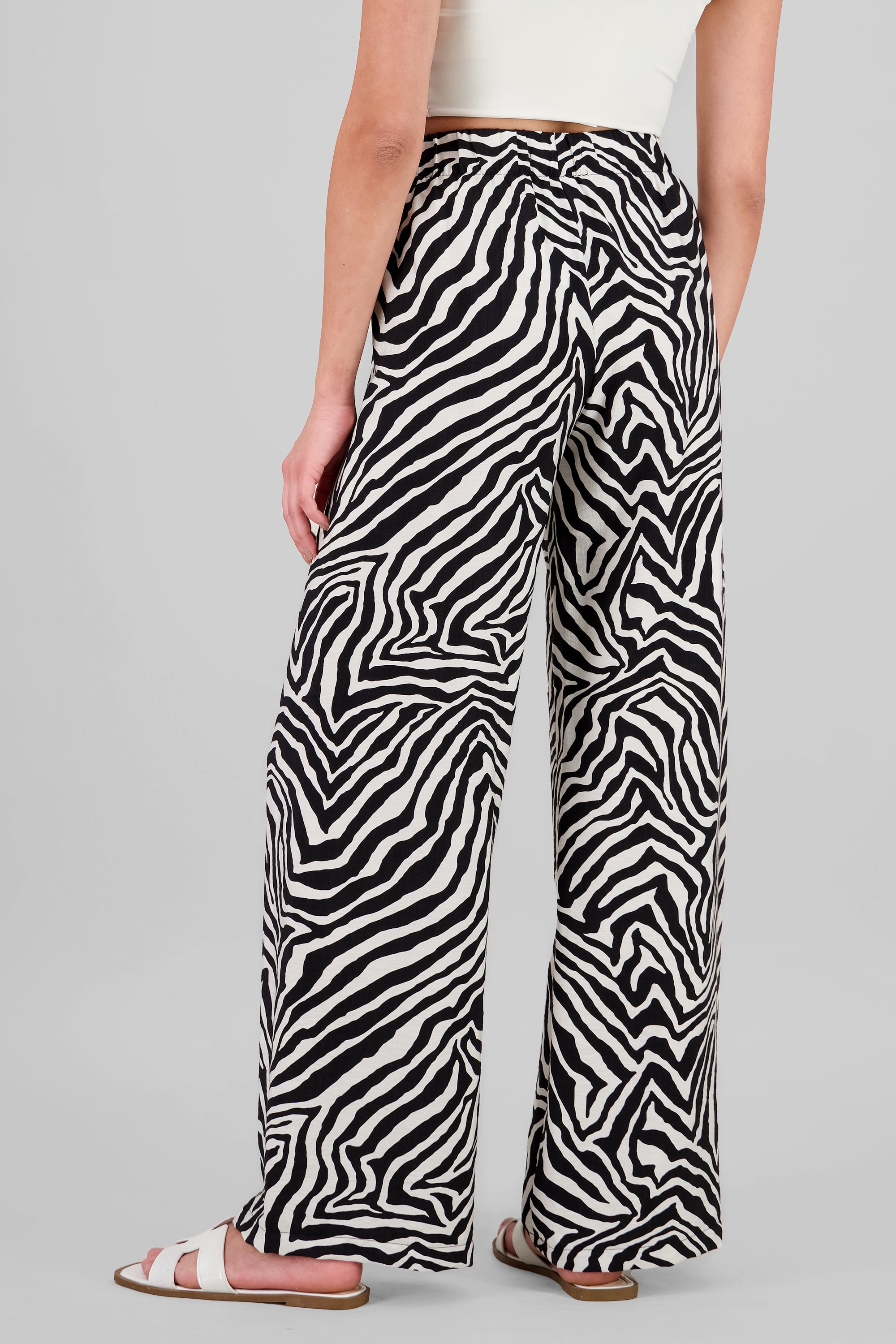 Tropical Print Wide Leg Pants BLACK COMBO