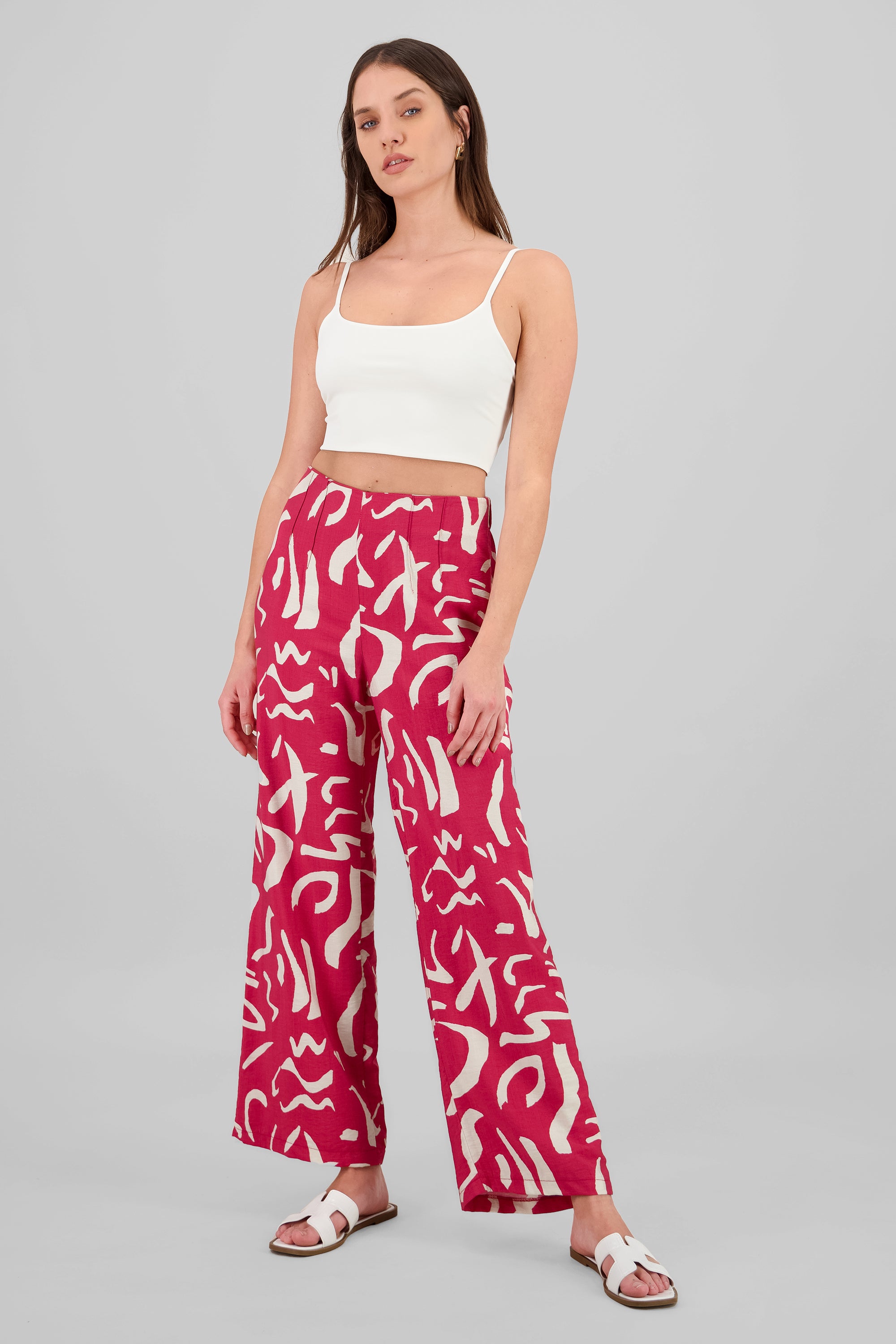 Wide Leg Printed Pants RED COMBO