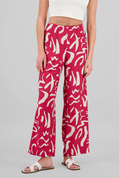 Wide Leg Printed Pants RED COMBO