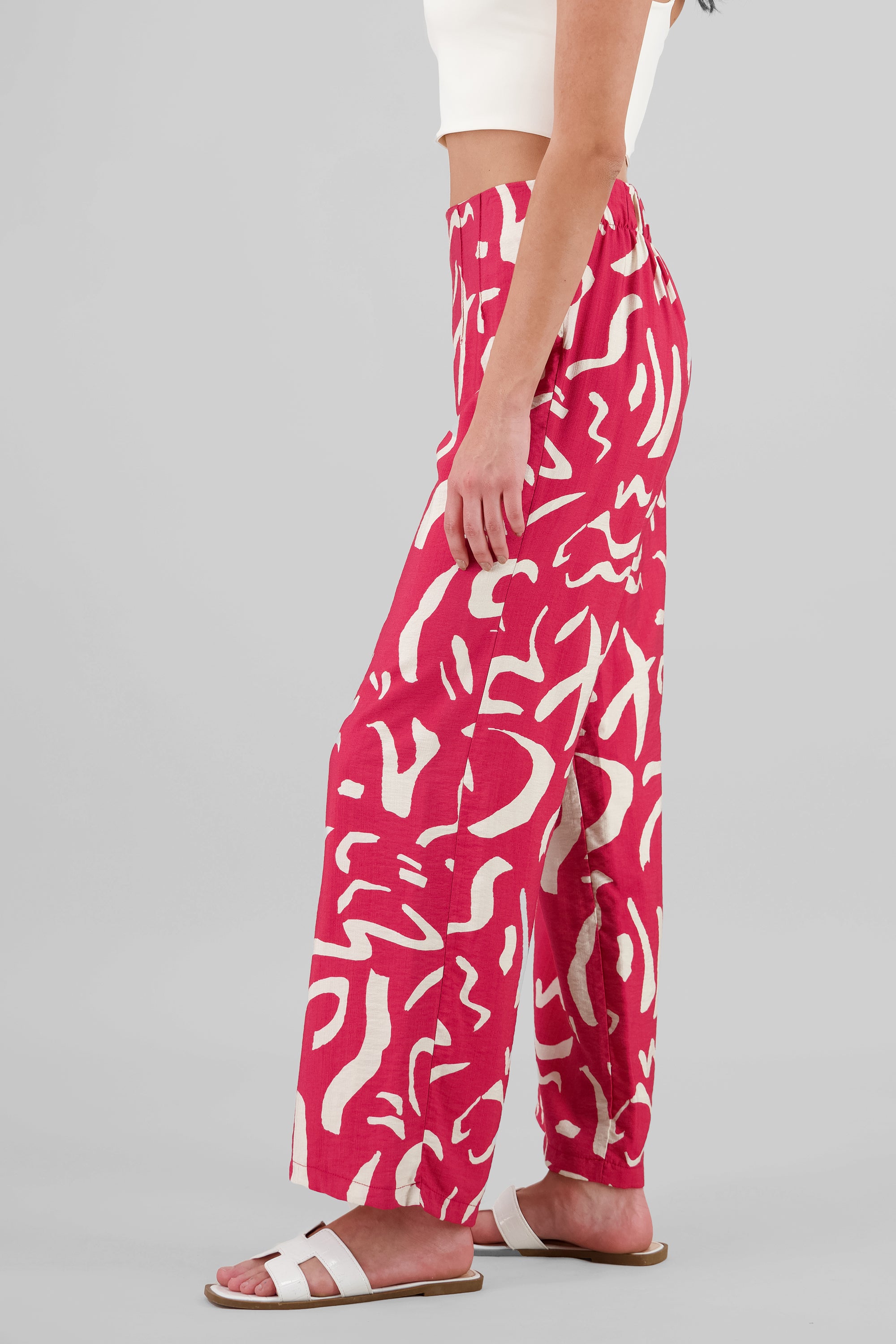 Wide Leg Printed Pants RED COMBO