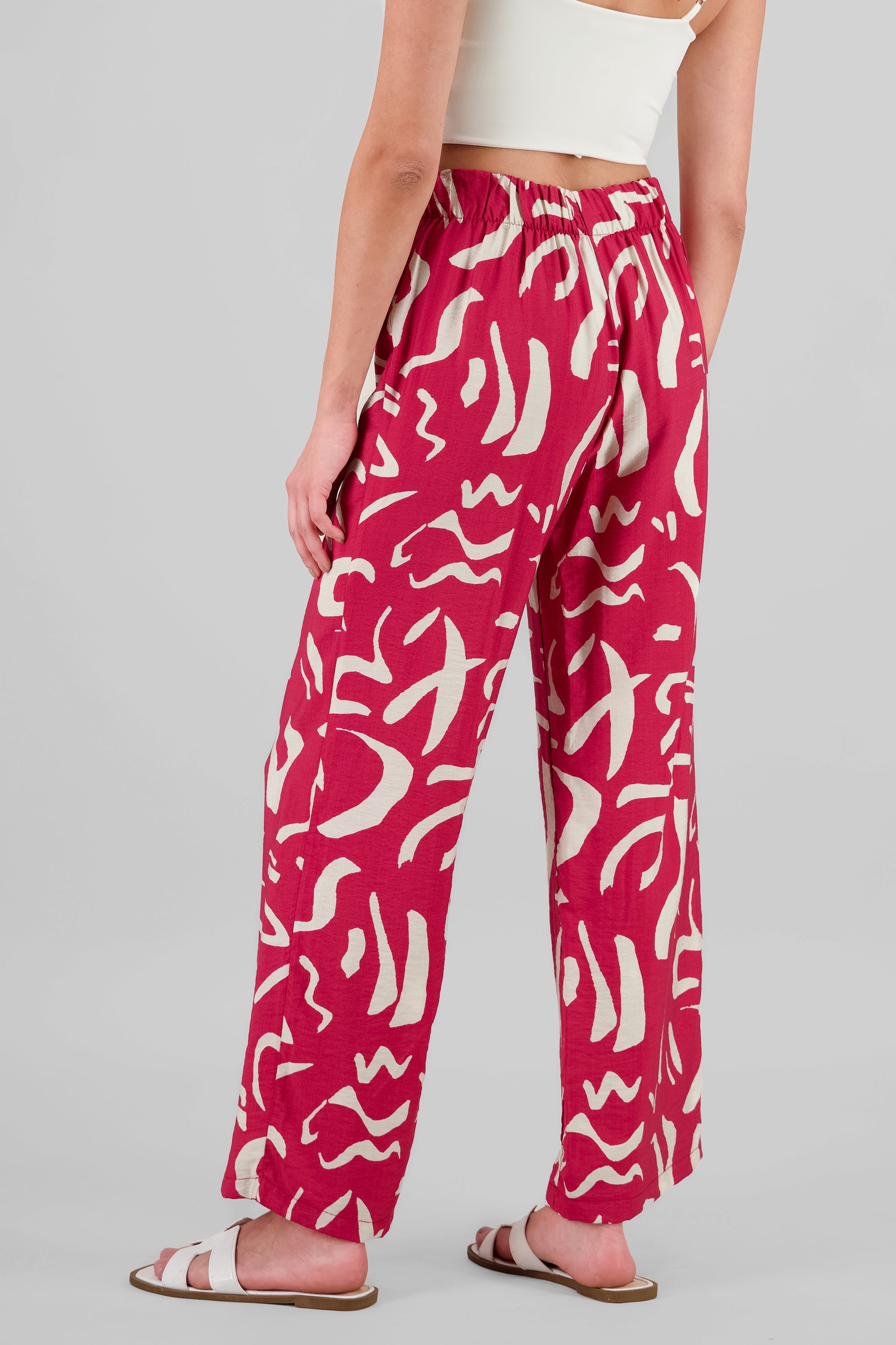 Wide Leg Printed Pants RED COMBO