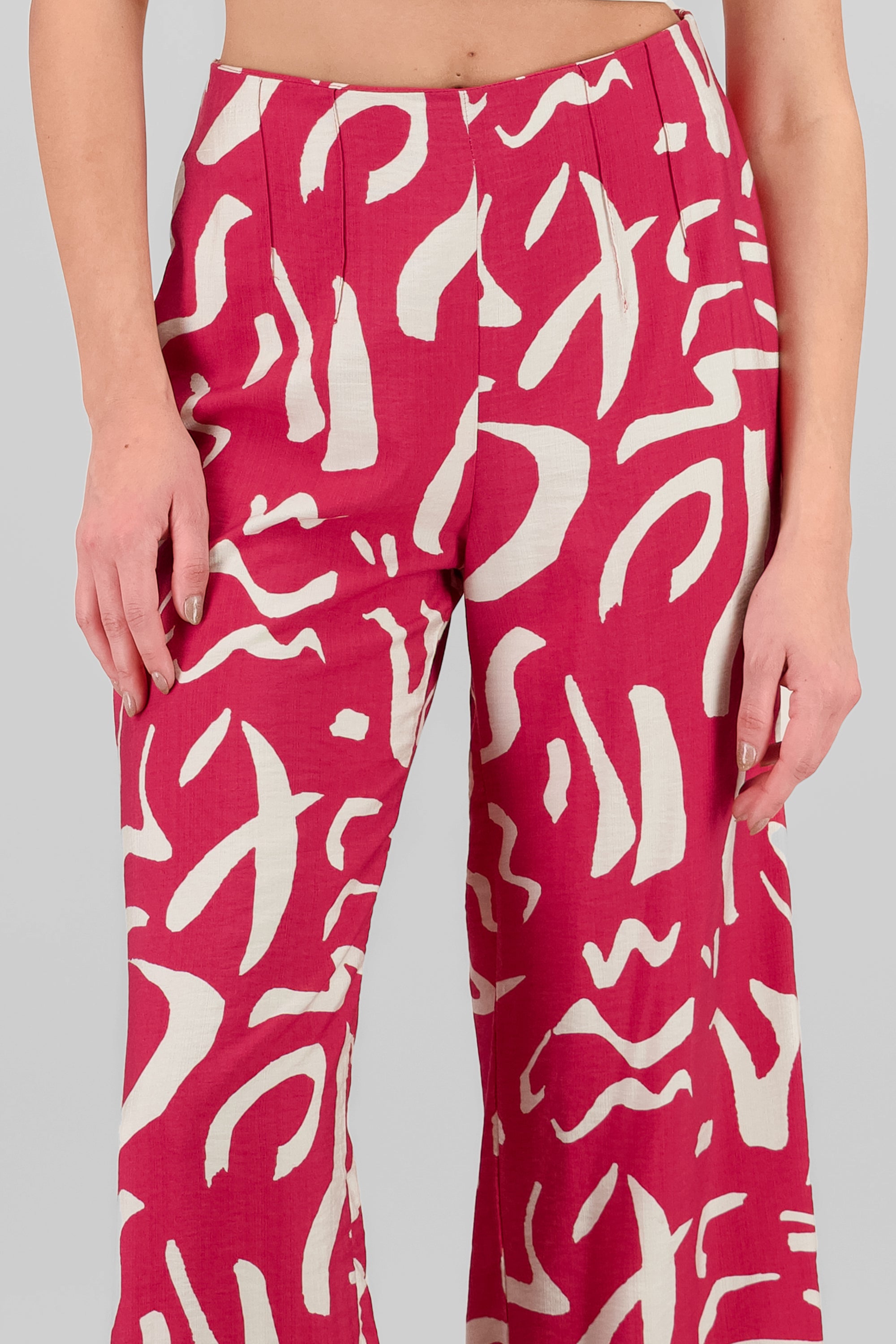 Wide Leg Printed Pants RED COMBO