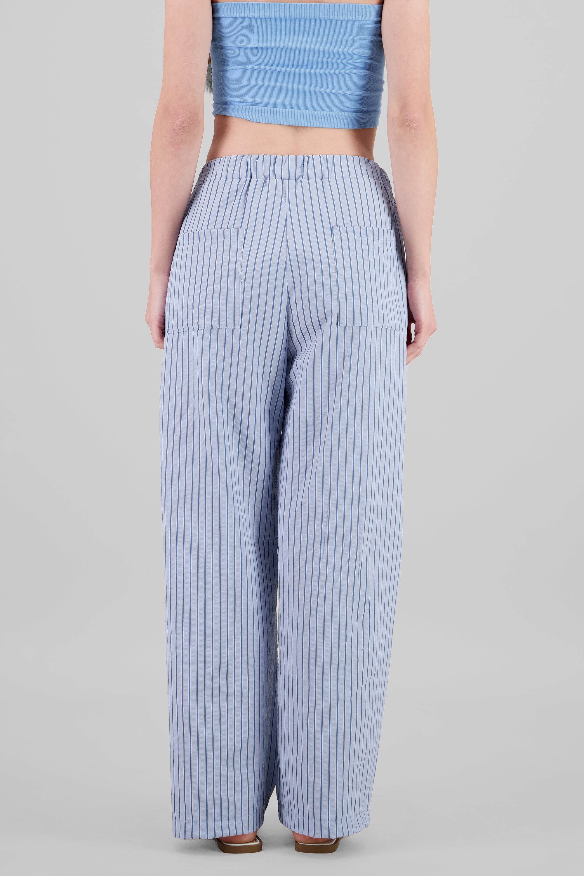 Wide Leg Striped Pants BLUE