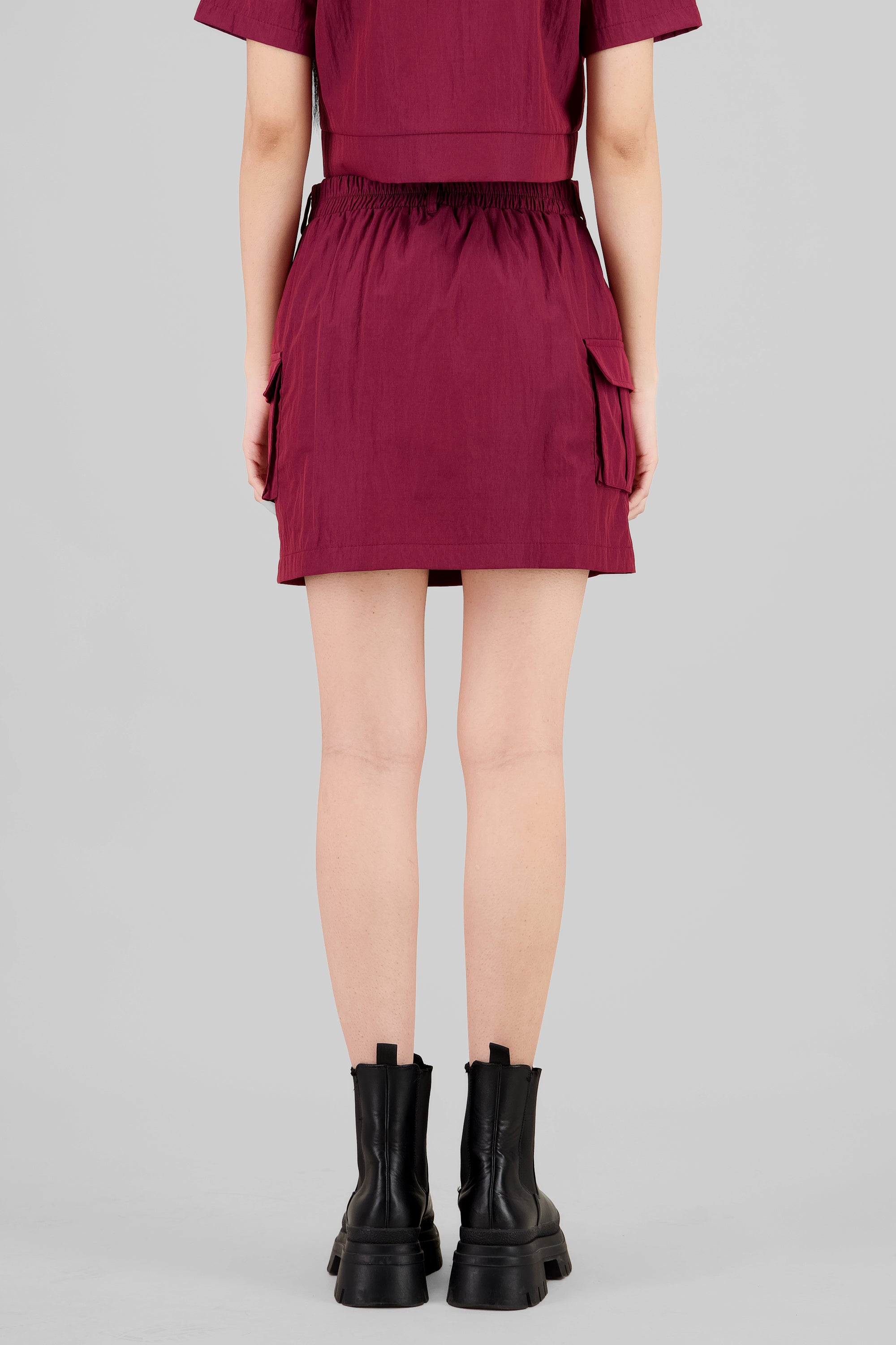 Peach Feel Mini Cargo Skirt BURGUNDY