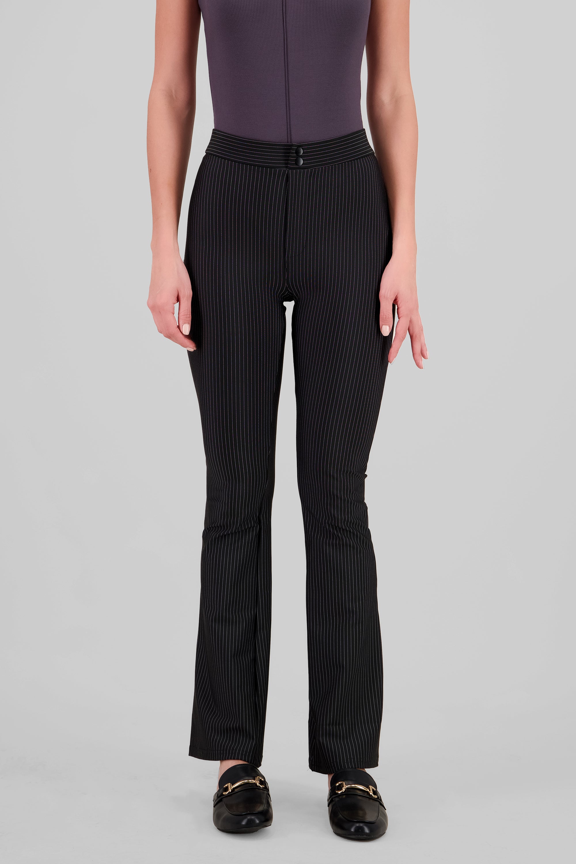 Pinstriped Tailored Pants BLACK