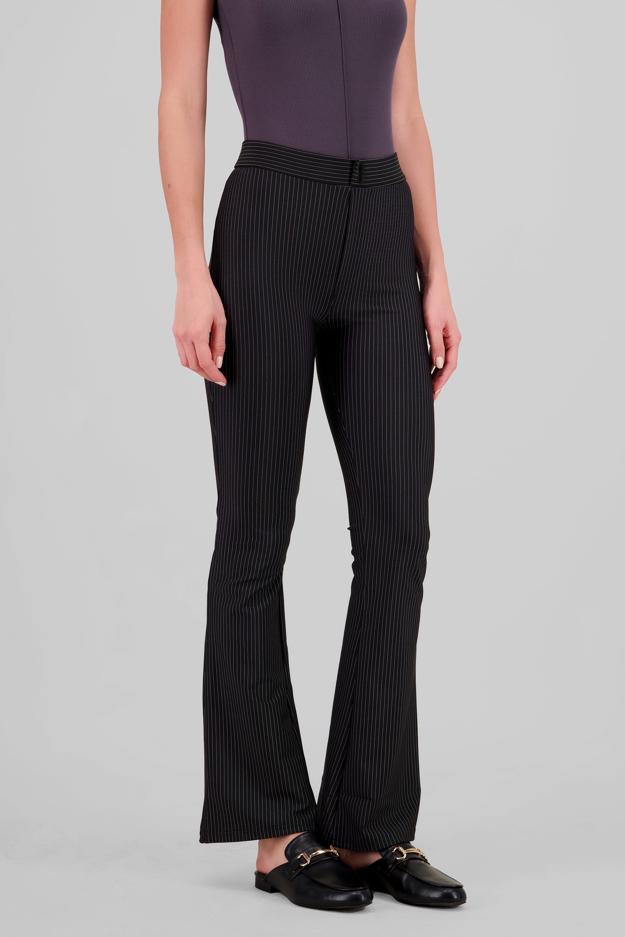 Pinstriped Tailored Pants BLACK