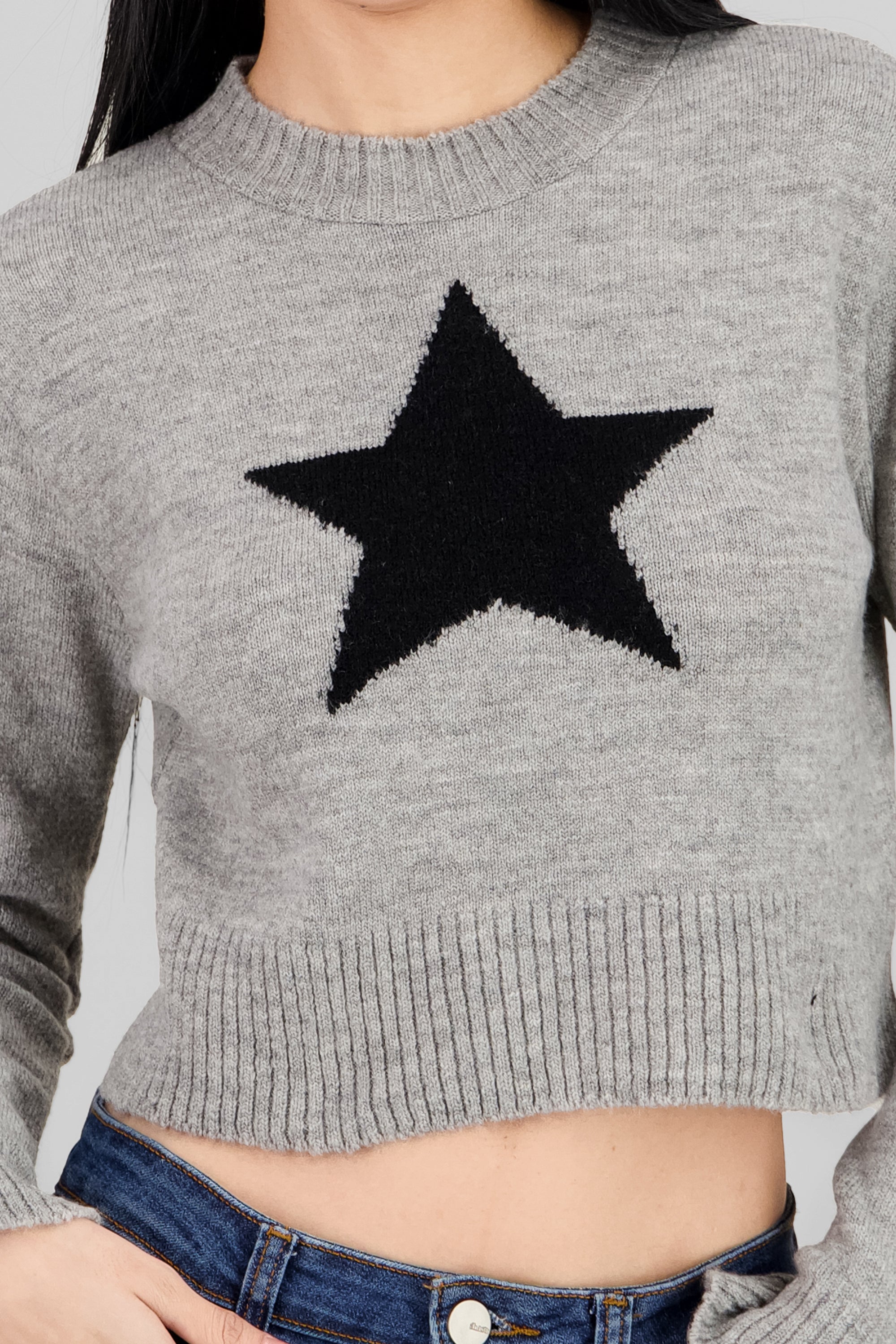 Star Detail Knit Sweater GRAY