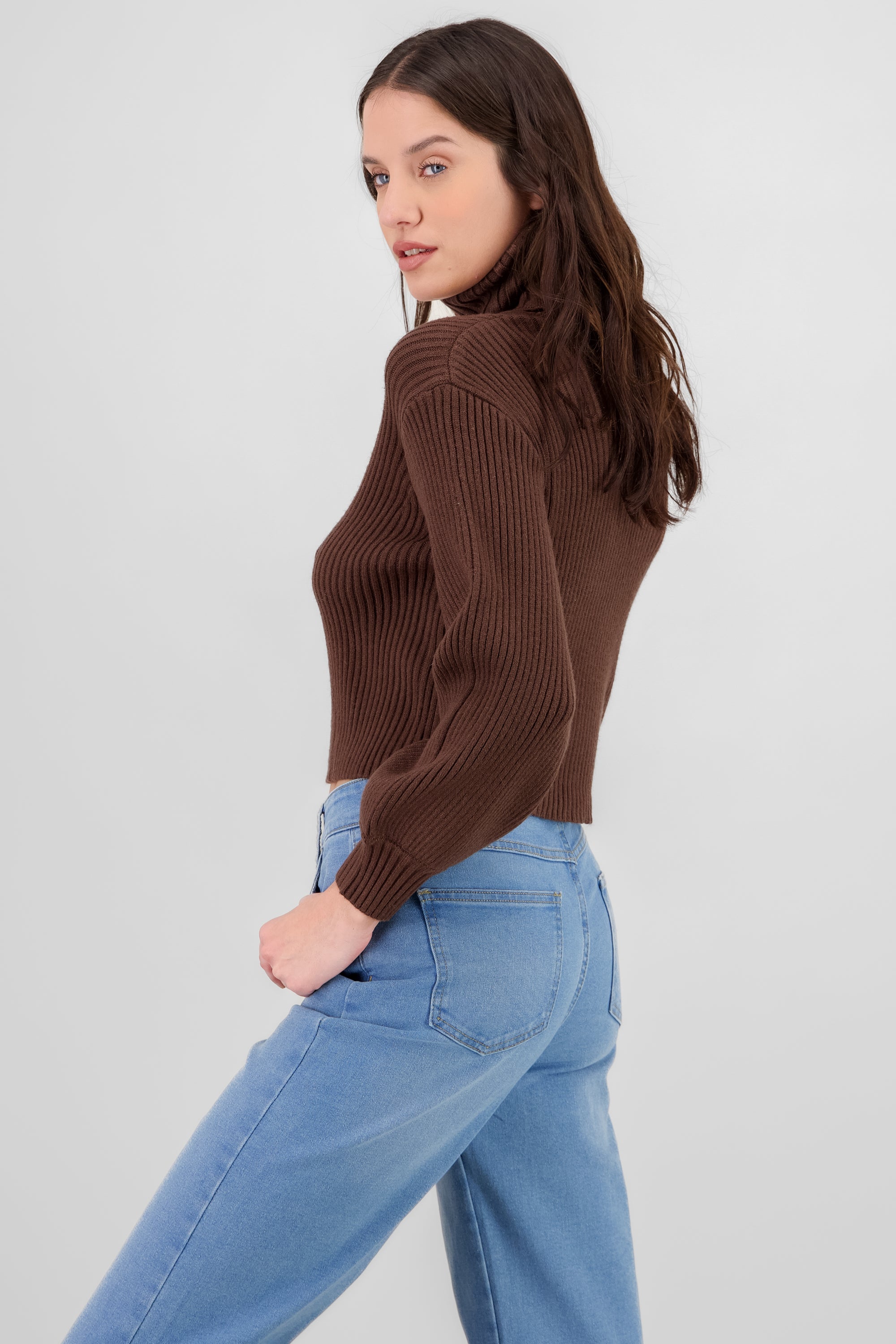 Turtleneck Knit Sweater BROWN