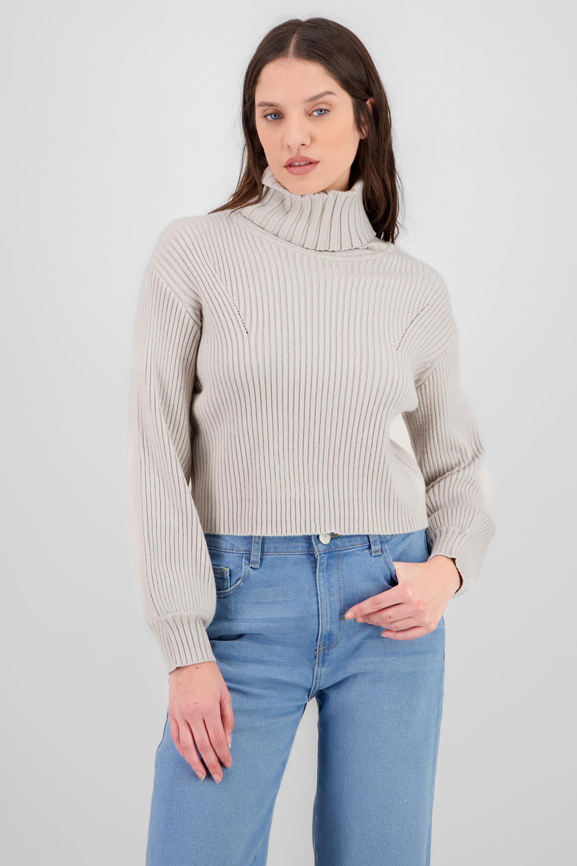 Turtleneck Knit Sweater GRAY