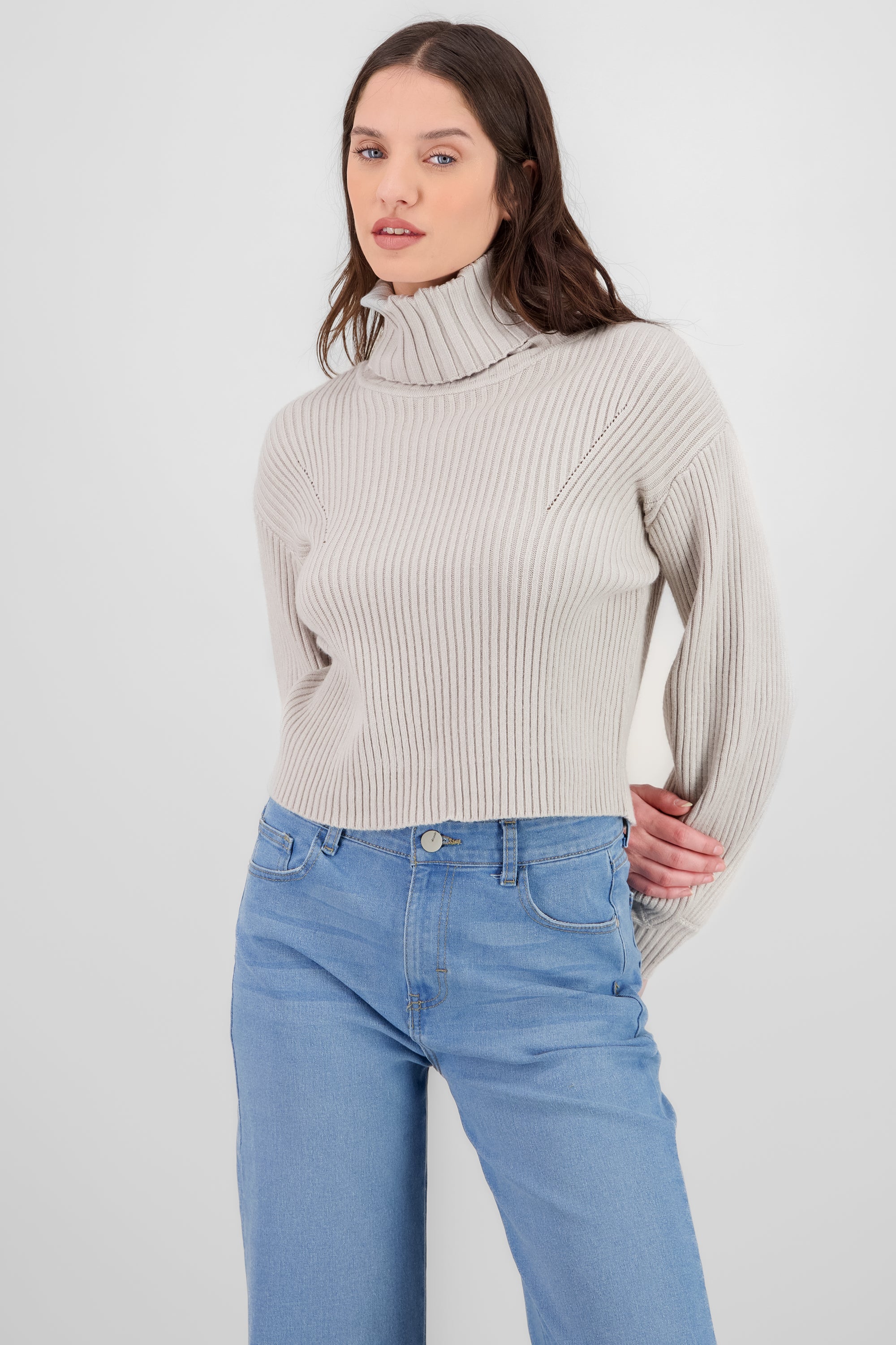 Turtleneck Knit Sweater GRAY