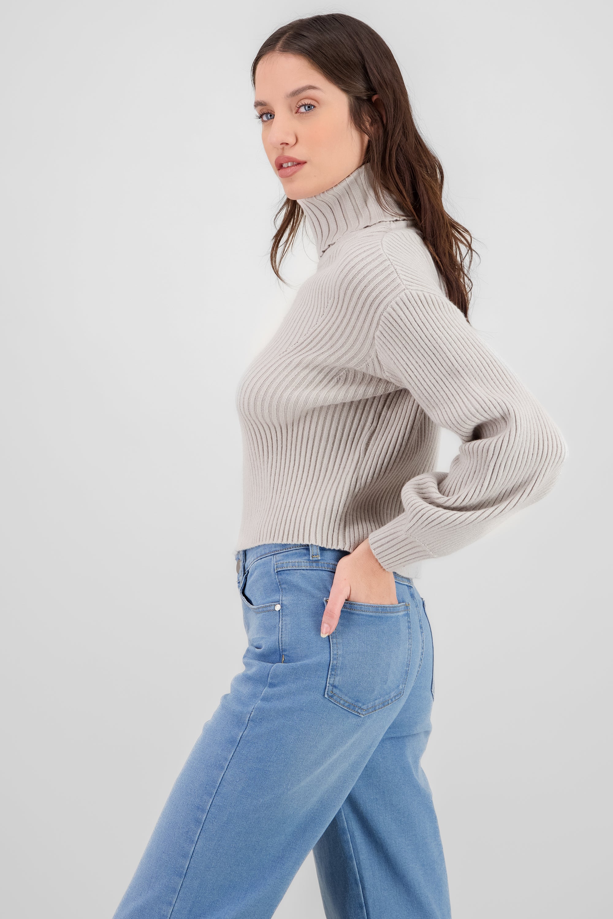 Turtleneck Knit Sweater GRAY