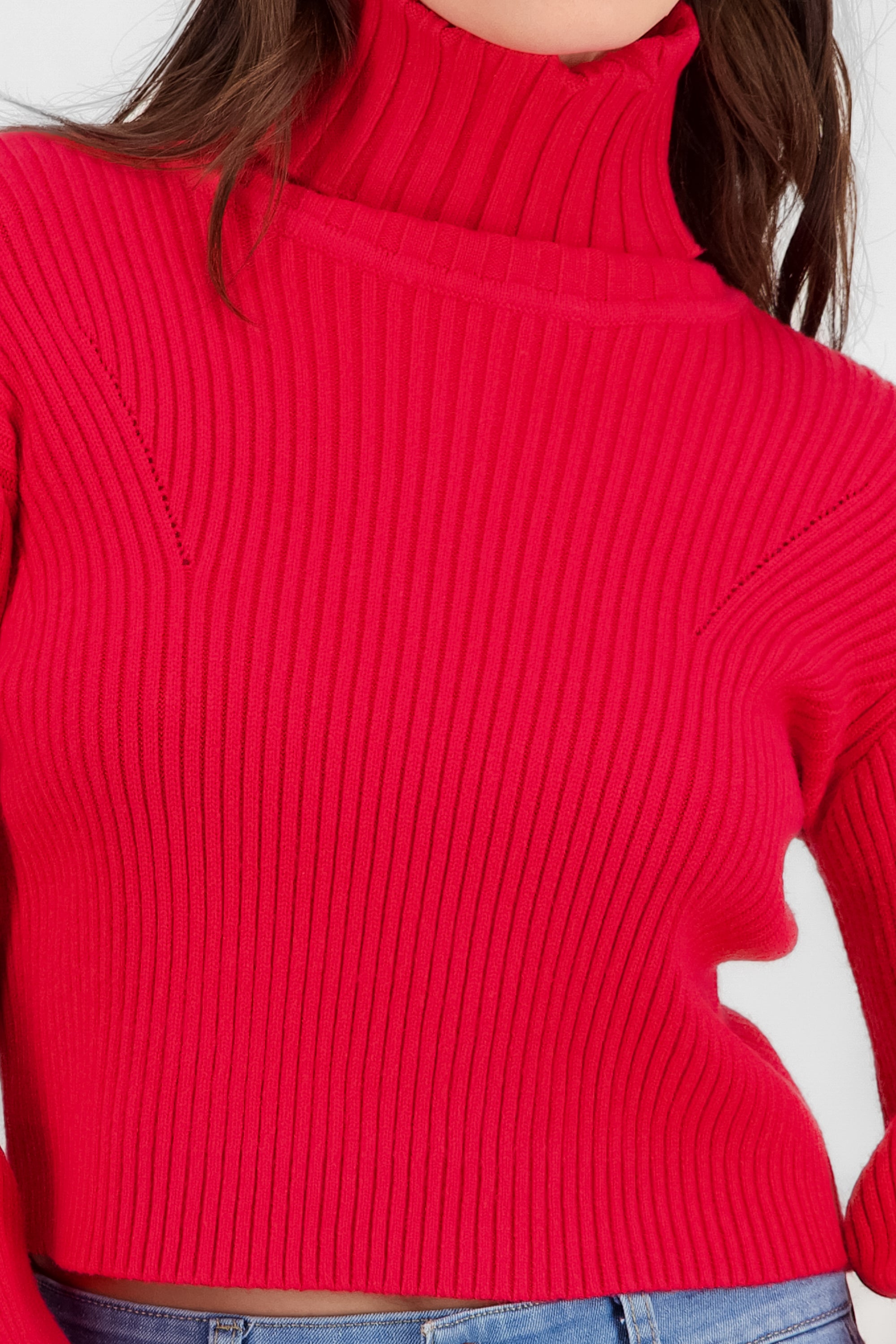 Turtleneck Knit Sweater RED