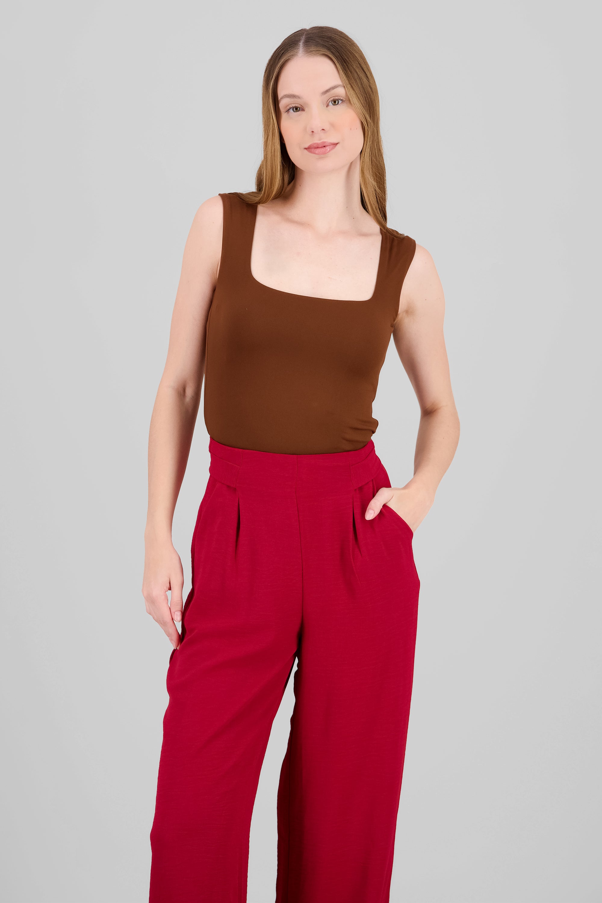 Sleeveless Solid Bodysuit BROWN