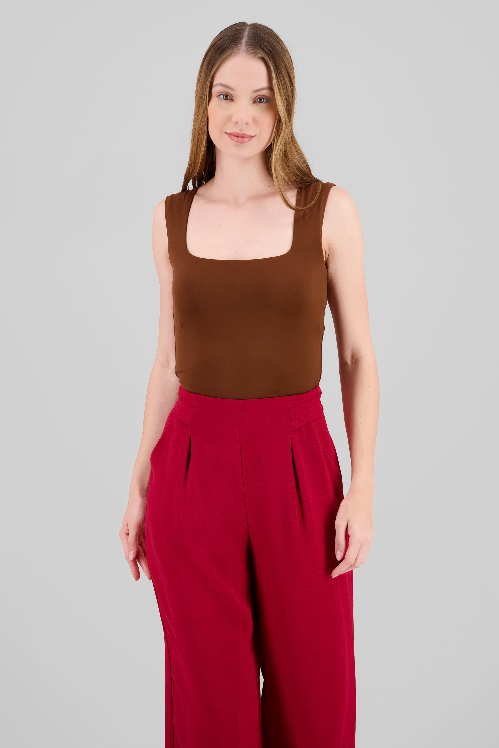 Sleeveless Solid Bodysuit BROWN