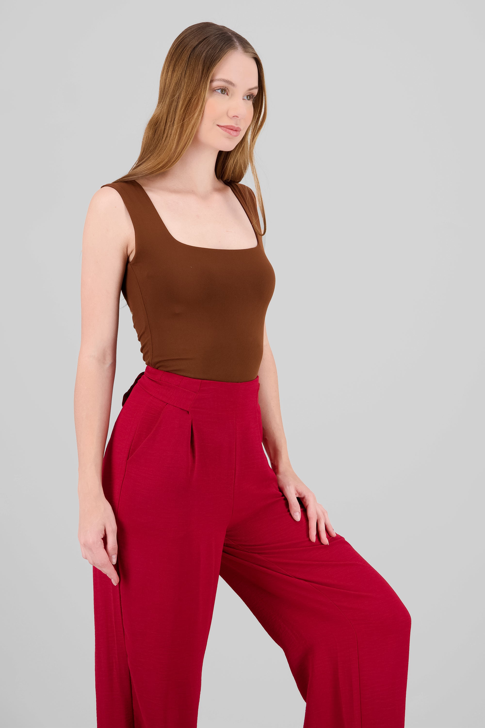 Sleeveless Solid Bodysuit BROWN