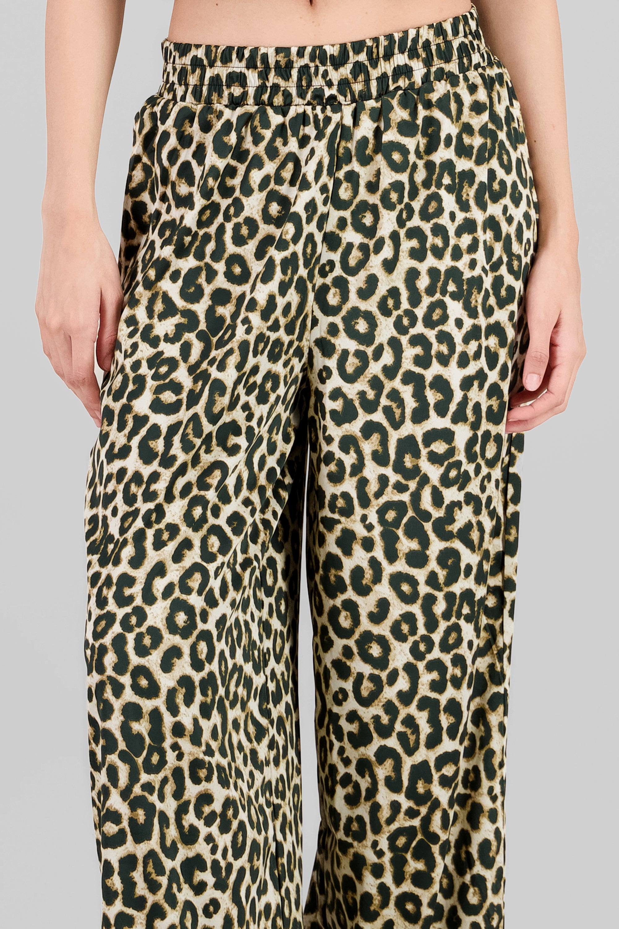 Wide Leg Leopard Print Pants BROWN COMBO