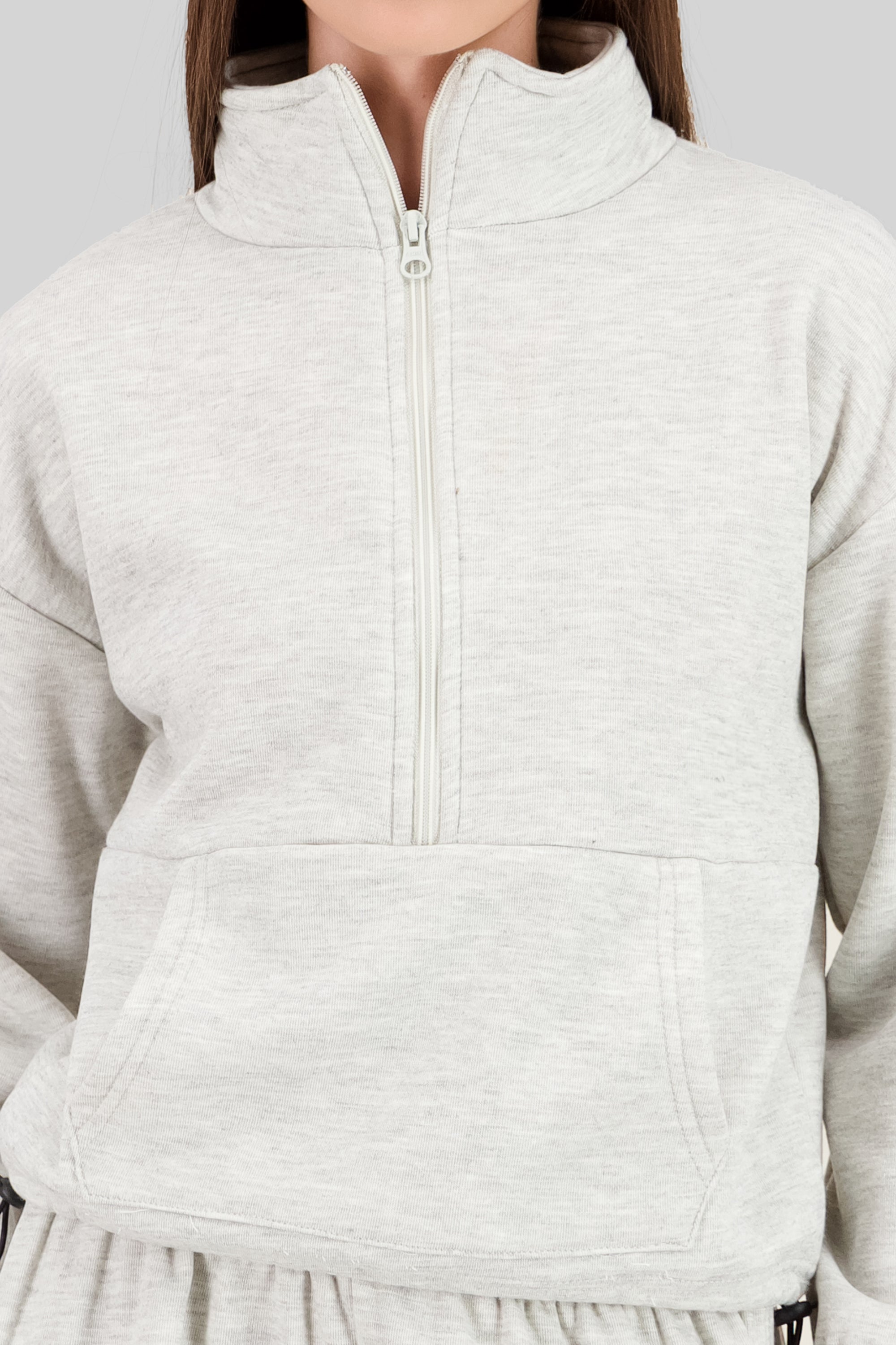 Solid Zip-Up Sweatshirt GRAY