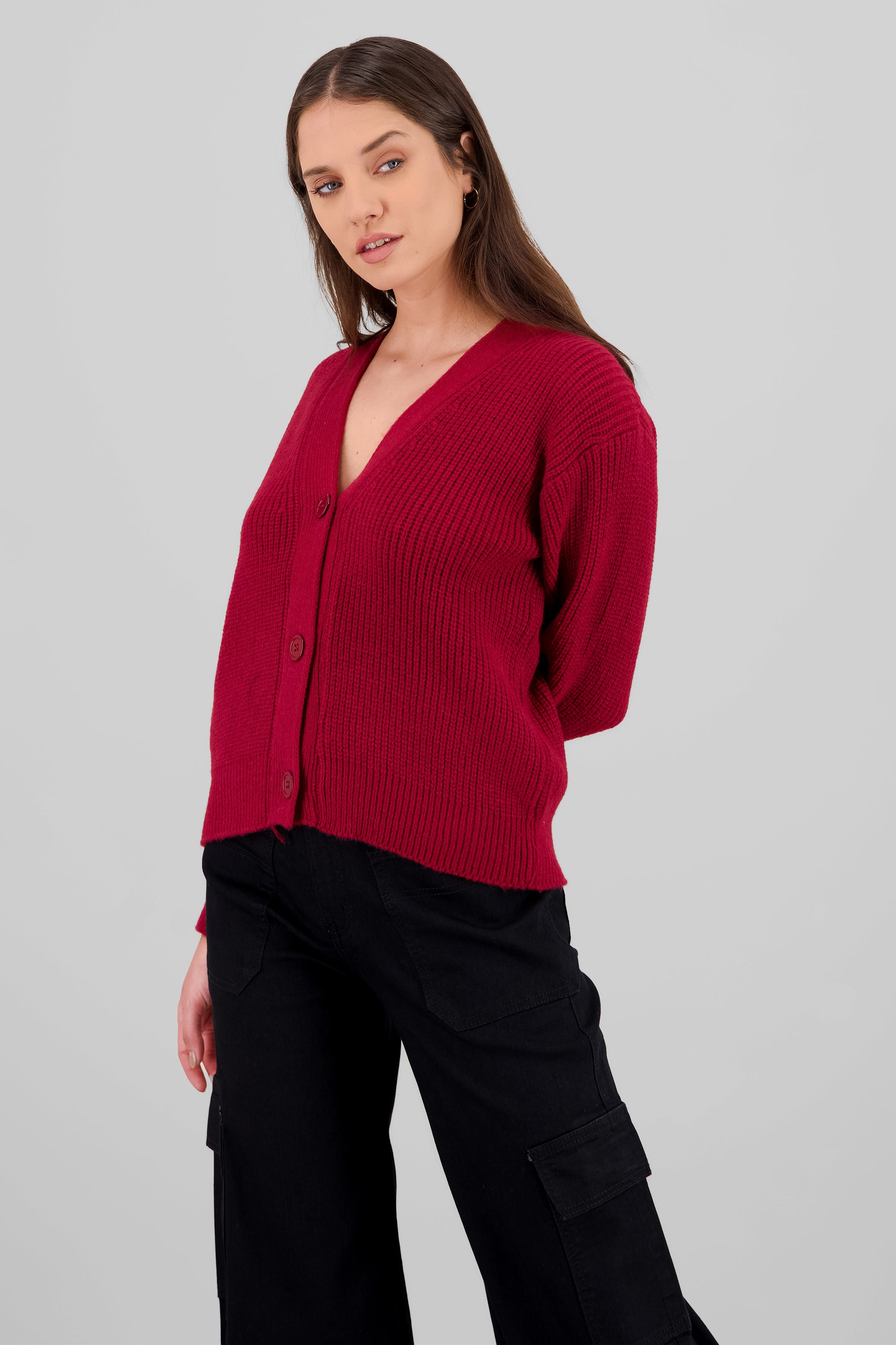 Buttoms Cardigan BURGUNDY