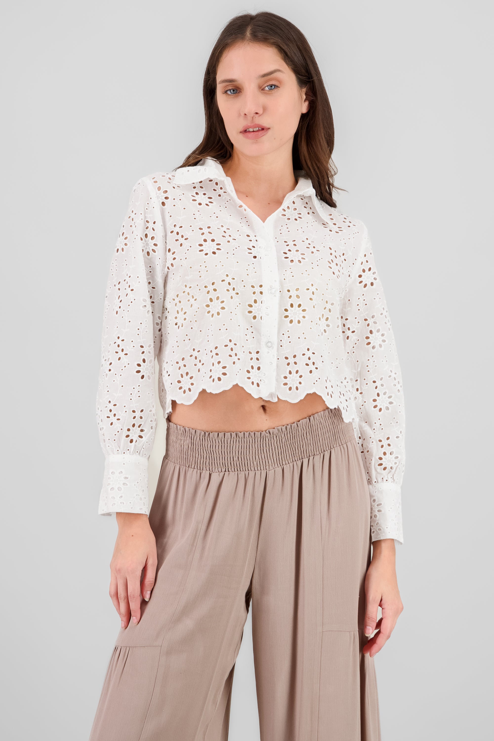 Eyelet Detail Shirt WHITE