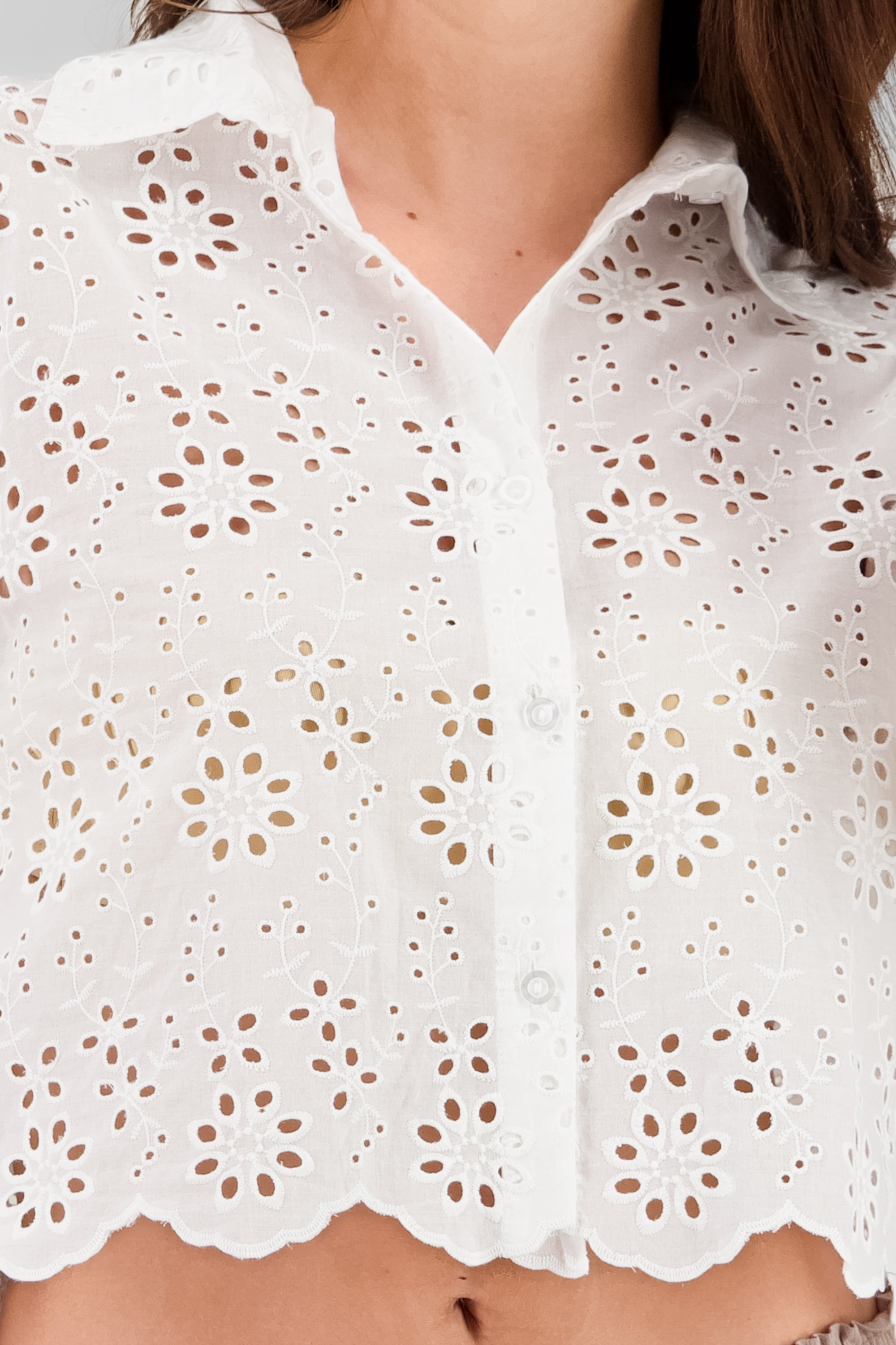 Eyelet Detail Shirt WHITE