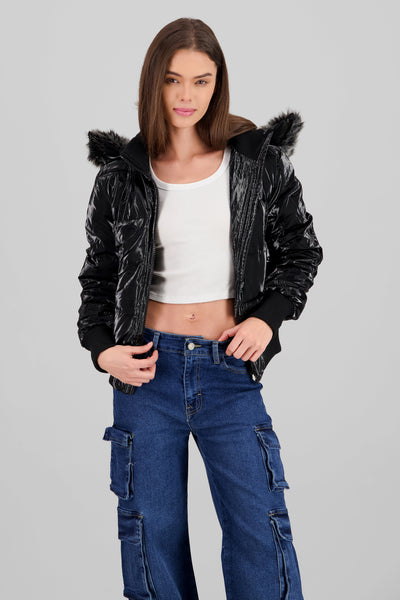 Volume Jacket with Peluche BLACK