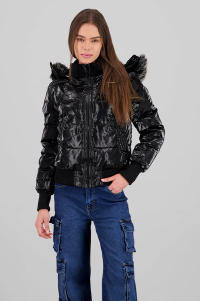 Volume Jacket with Peluche BLACK