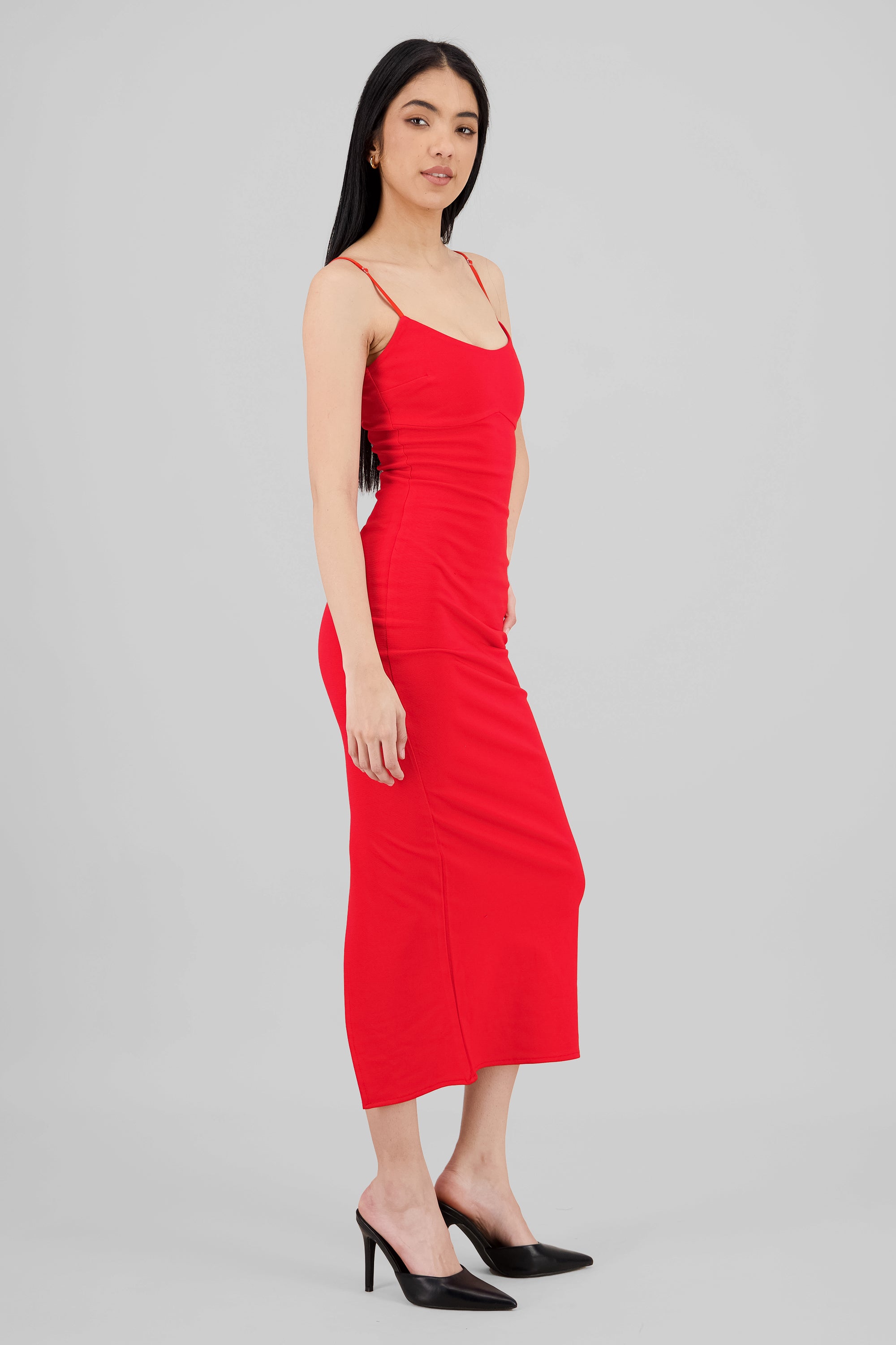 Solid Bodycon Maxi Dress RED