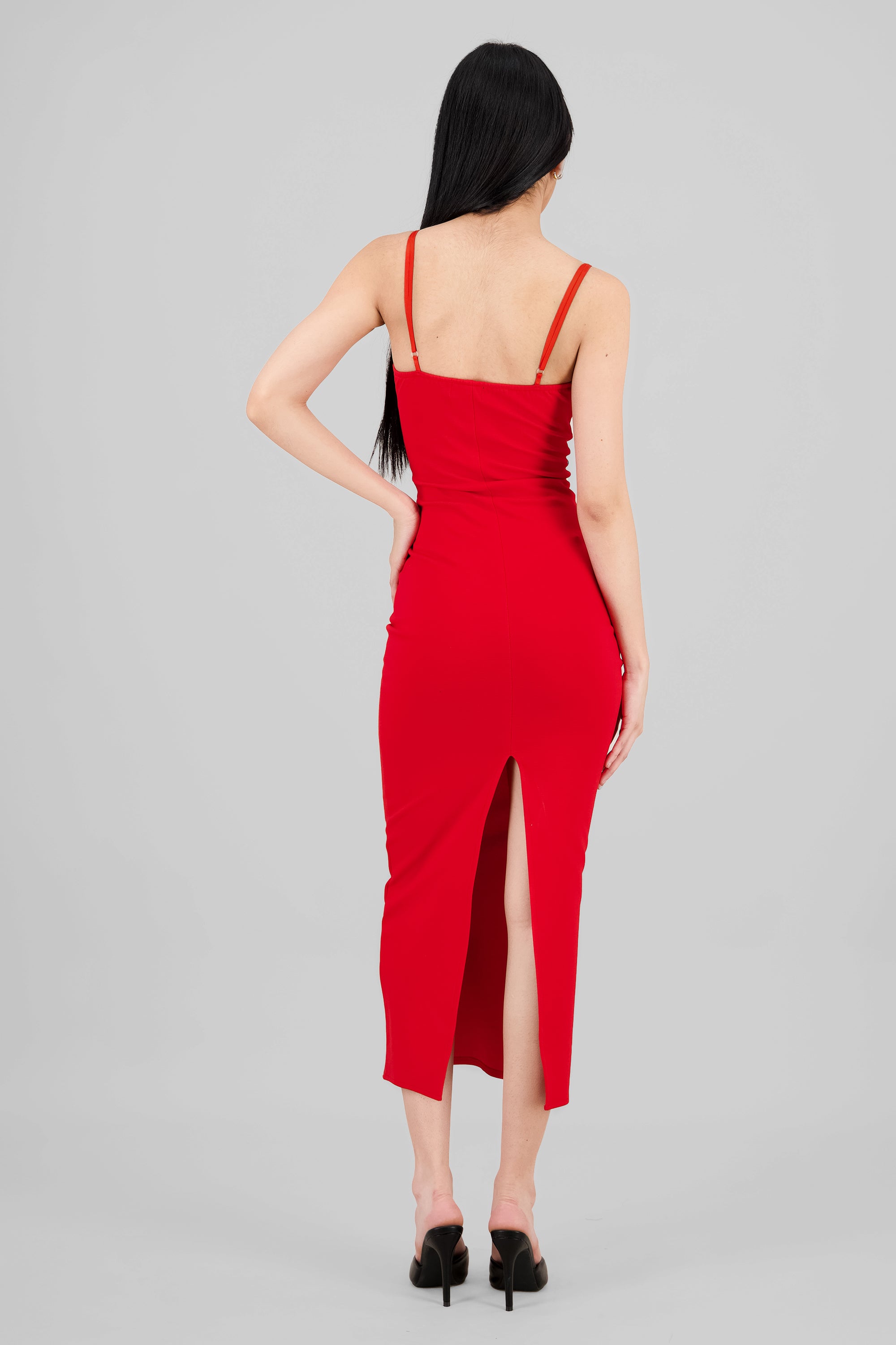 Solid Bodycon Maxi Dress RED