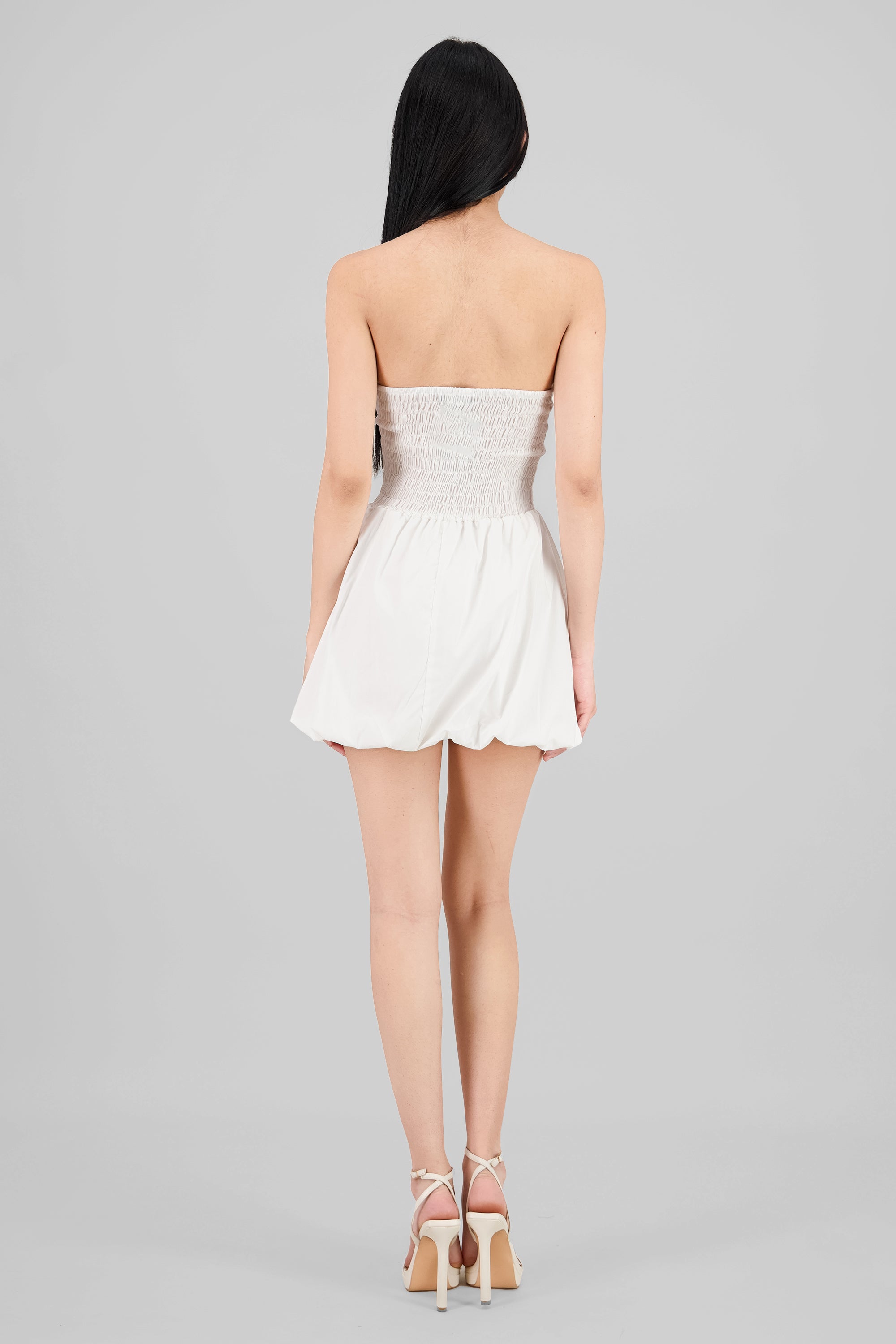 Strapless Bubble Poplin Dress IVORY