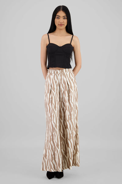 Wide Leg Printed Pants WHITE COMBO