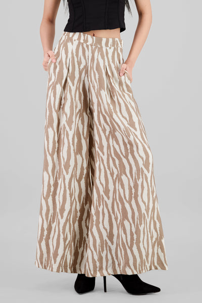 Wide Leg Printed Pants WHITE COMBO