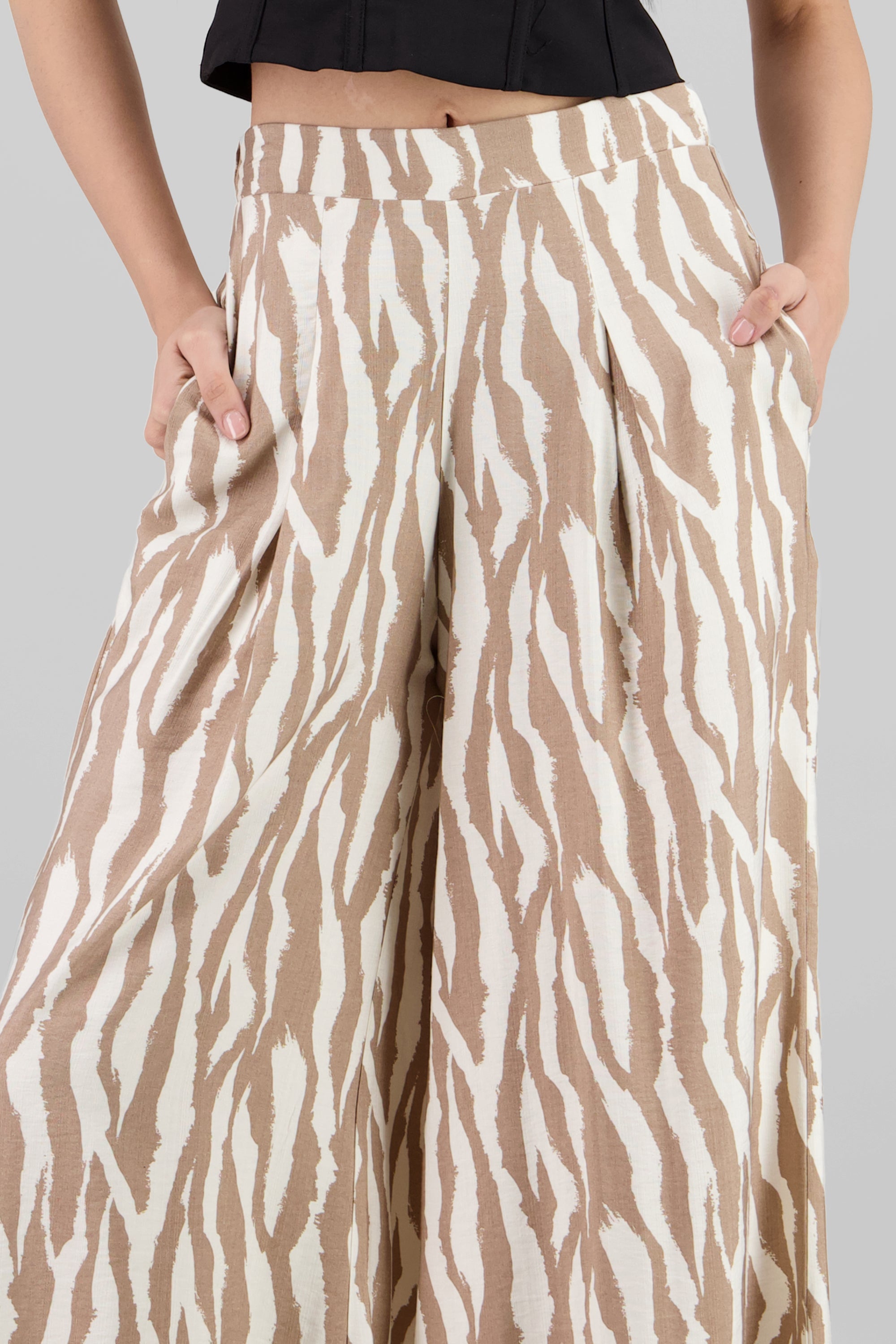 Wide Leg Printed Pants WHITE COMBO