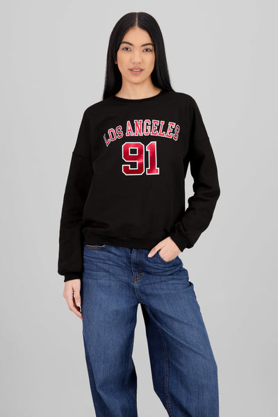 Los Angeles Foil Crew Neck Sweatshirt BLACK