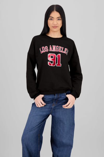 Los Angeles Foil Crew Neck Sweatshirt BLACK