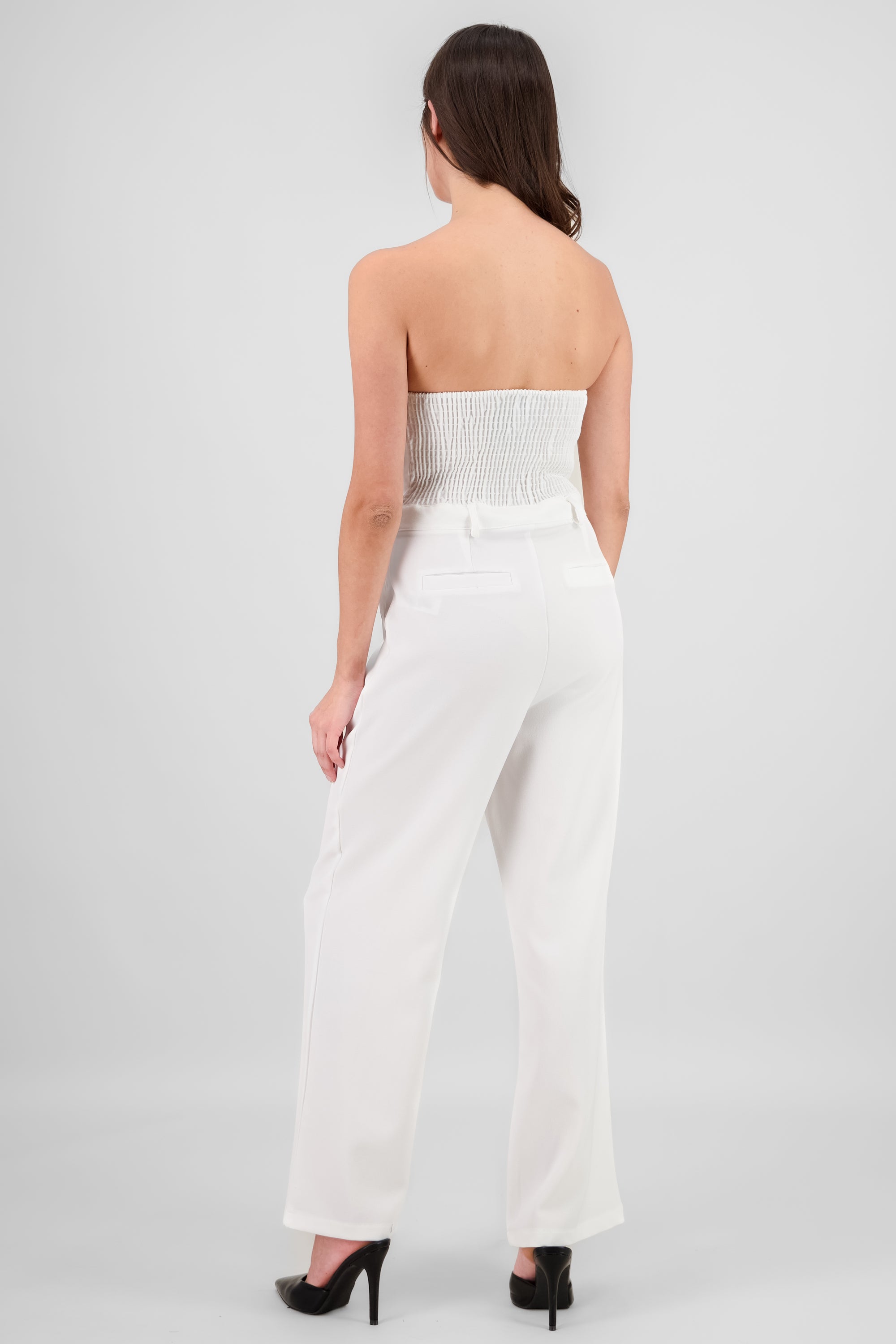 Strapless Jumpsuit with Buttons WHITE