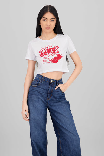 Cherry Bomb Crop Top WHITE